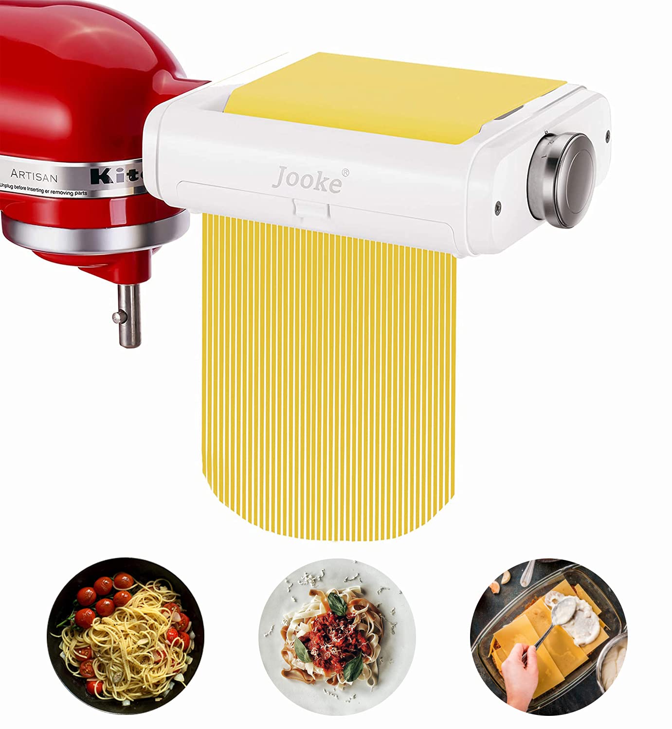 3-in-1 Pasta Maker Attachment for KitchenAid Stand Mixers - Dough Roller, Spaghetti & Fettuccine Cutter with Cleaning Brush | Perfect for Homemade Pasta, Ravioli & Noodles | Ideal for Italian Cooking, Family Dinners & Restaurant-Quality Meals