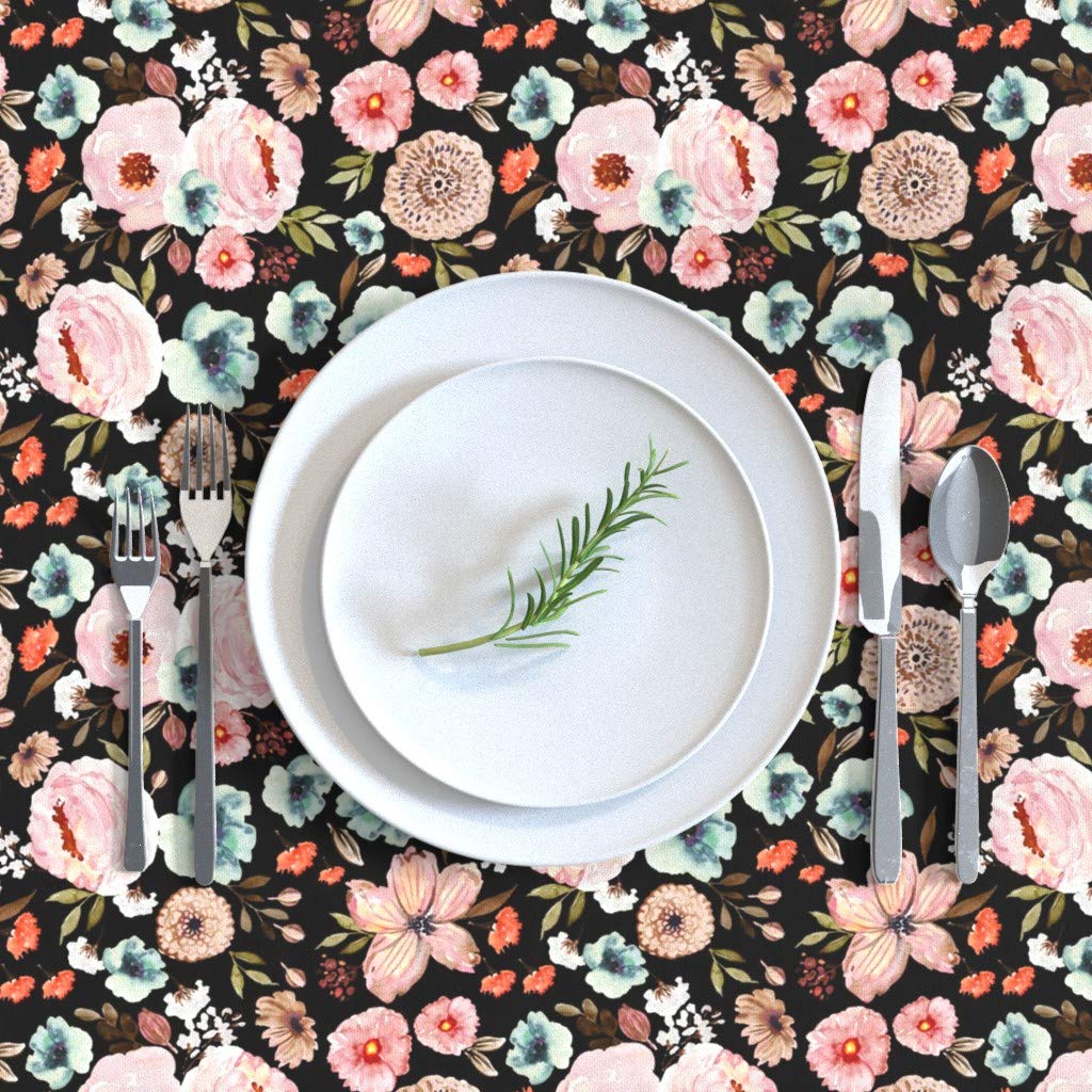 Fall Floral Cotton Sateen Tablecloth 70