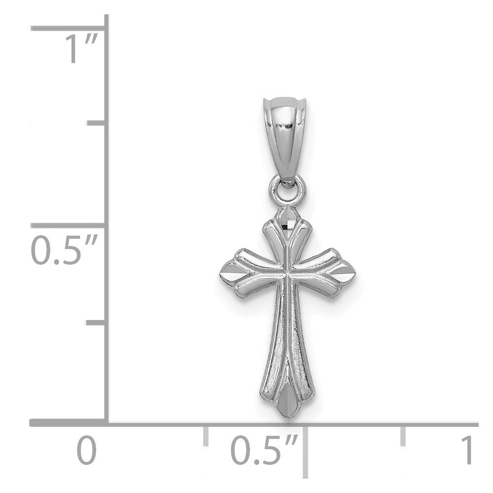14k White Gold Dainty Budded Cross Pendant for Women