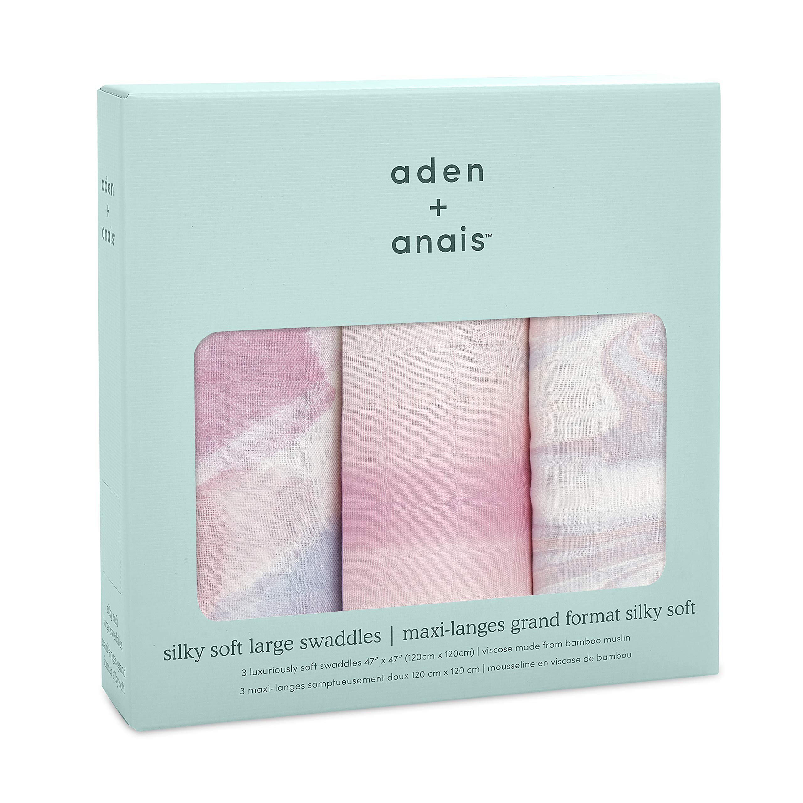 Aden + Anais Silky Soft Swaddle Blanket - 3 Pack Boutique Muslin Baby Blankets for Newborns & Infants | Ultra Breathable & Gentle for Girls & Boys | Perfect Baby Shower Gift & Nursery Essential | Ideal for Swaddling, Stroller, Nursing & Playtime