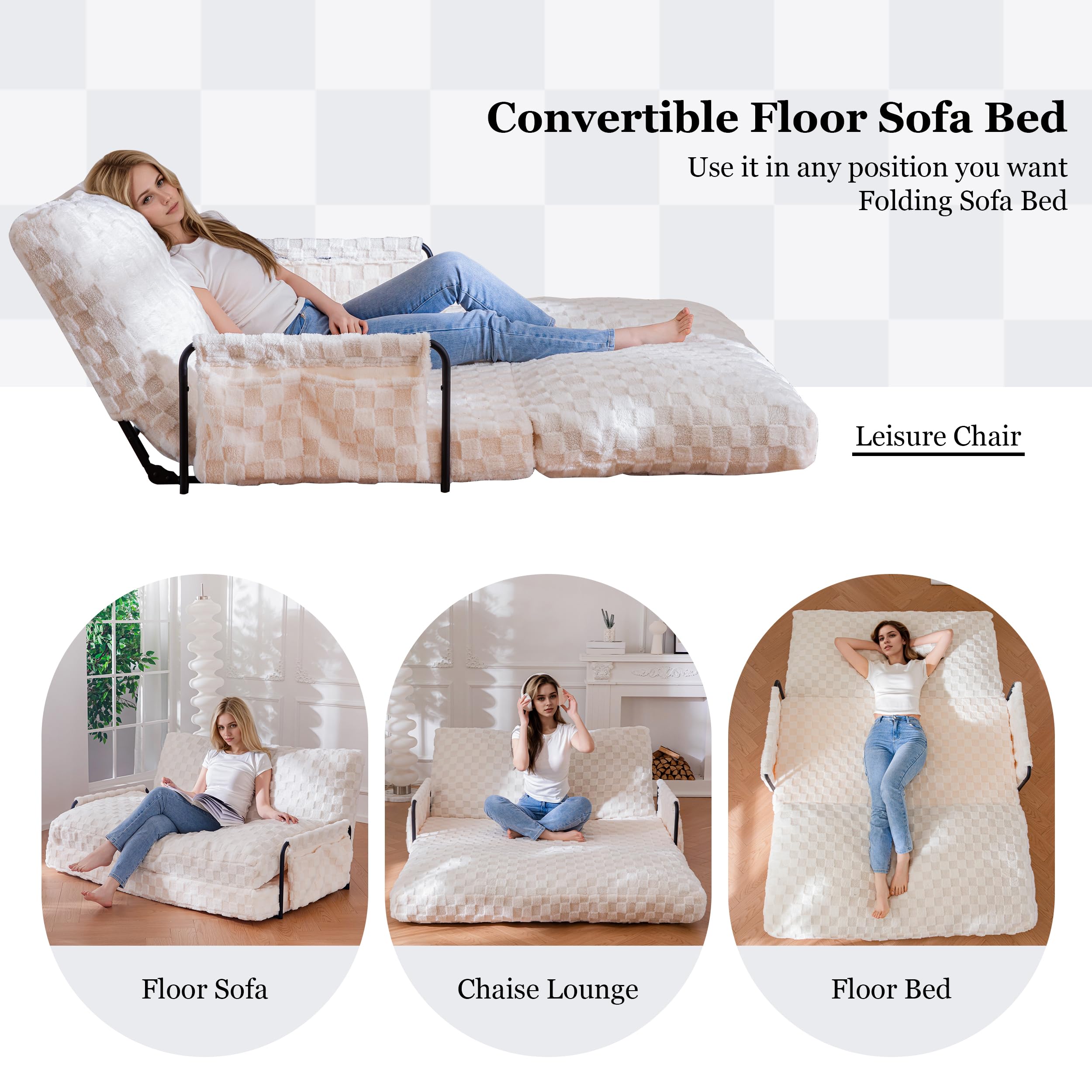 MAXYOYO Adjustable Lazy Floor Sofa - 5 Position Foldable Sleeper Chair with Armrest for Reading, Gaming, and Relaxing | Perfect for Living Room, Bedroom, Dorm, and Office Use