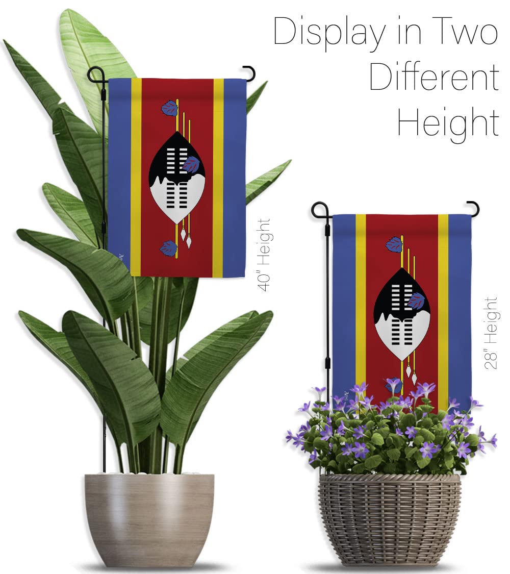 Americana Home & Garden Swaziland Double-Sided Garden Flag Set with Stand - Country & Regional House Decoration Banner for Yard, Patio & Outdoor Decor - Made in USA - Perfect for National Holidays, International Events & Home Landscaping
