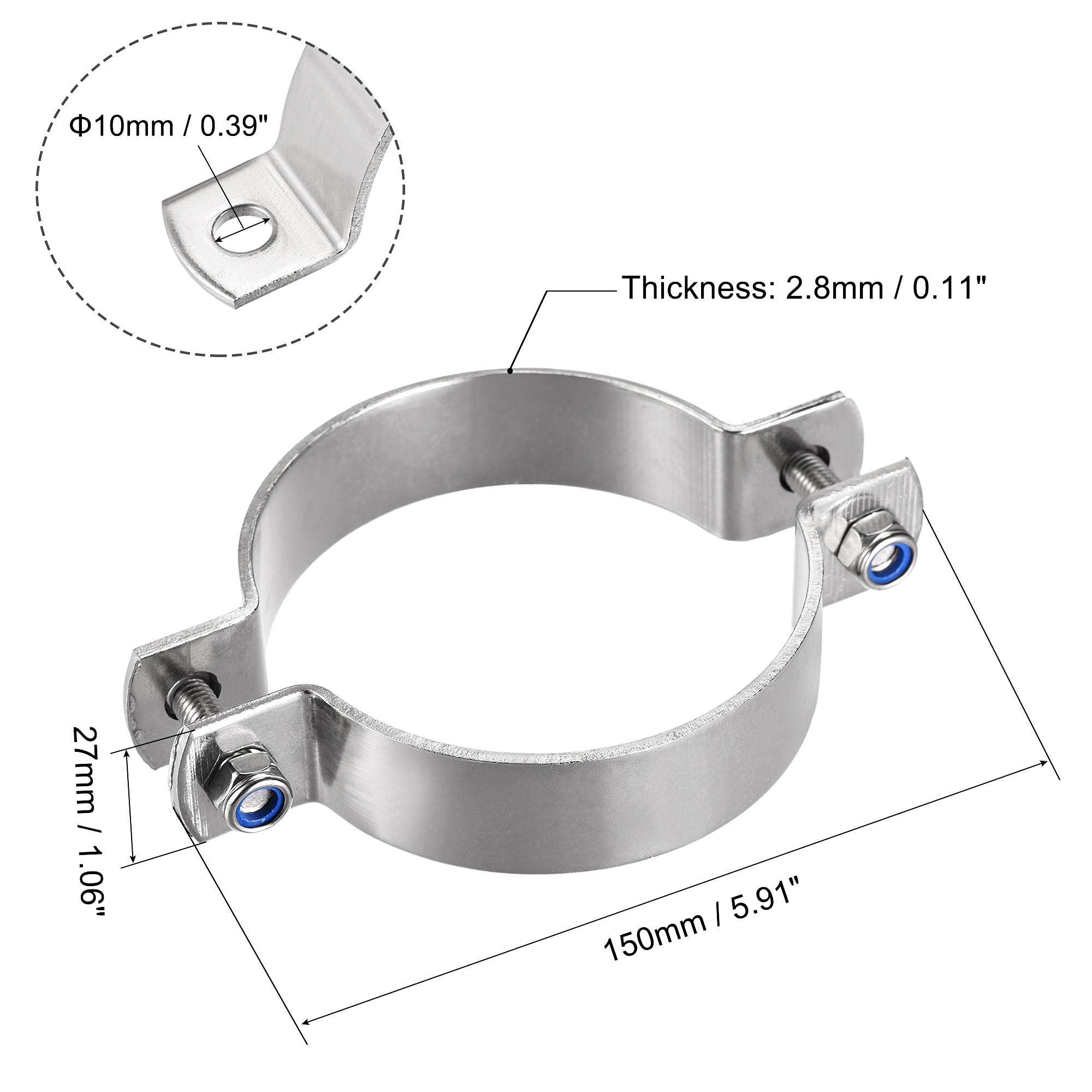 uxcell 304 Stainless Steel Pipe Bracket Clamp - Wall & Ceiling Mount Support for 97mm Pipes | Plumbing, HVAC & Industrial Pipe Installation
