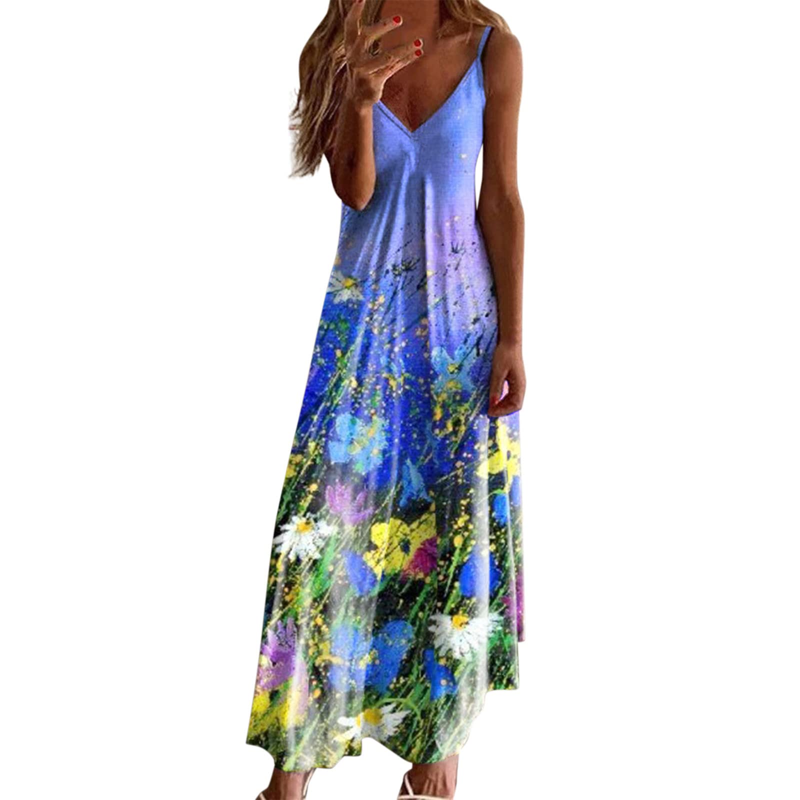 BIBOKAOKE Plus Size Summer Dresses for Women - Sleeveless Casual Floral Print Short Dress | Beach Vacation, Outdoor Party & Daily Wear