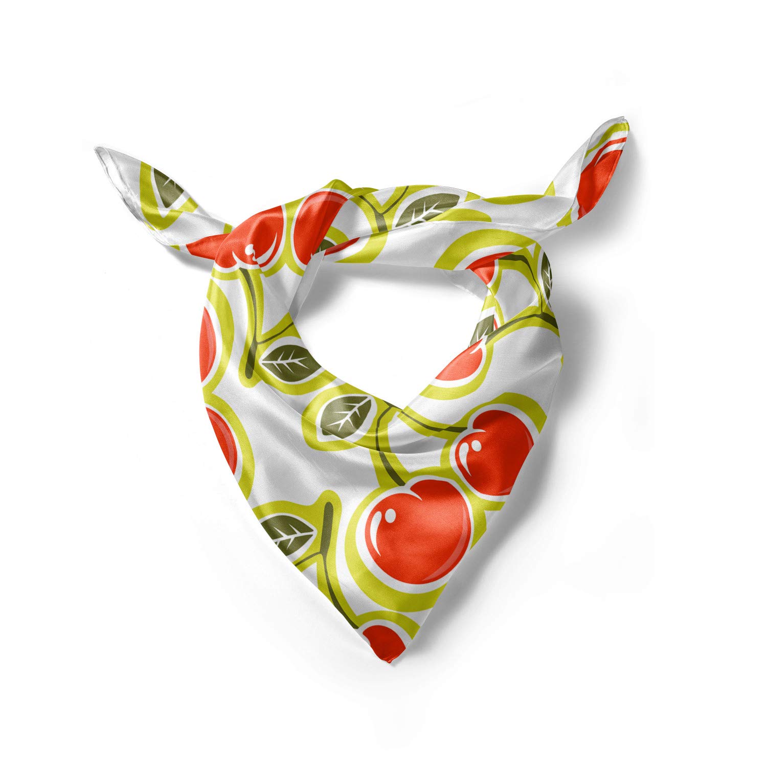 Ambesonne Fruit Headscarf - Cherry and Leaves Pattern Hijab Scarf for Women, Muslim Fashion Accessory, Perfect for Daily Wear, Prayer, and Special Occasions