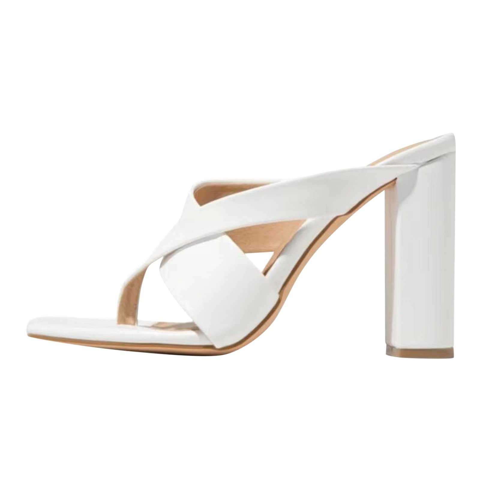 Women's Fashion High Heel Sandals - Breathable Lace-Up Casual Shoes with Toe-Knob Design in White | Perfect for Summer Outings, Beach Vacations & Date Nights