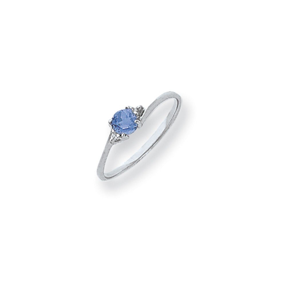 14K White Gold 4mm Tanzanite Diamond Engagement Ring (.016 CTTW) - Elegant Wedding Band, Anniversary Gift for Her, Perfect for Proposals & Special Occasions
