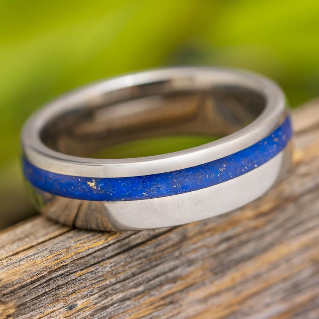 Lapis Lazuli Titanium & Platinum Wedding Bands for Men & Women – Unisex Couple Rings for Engagement, Anniversary & Special Occasions