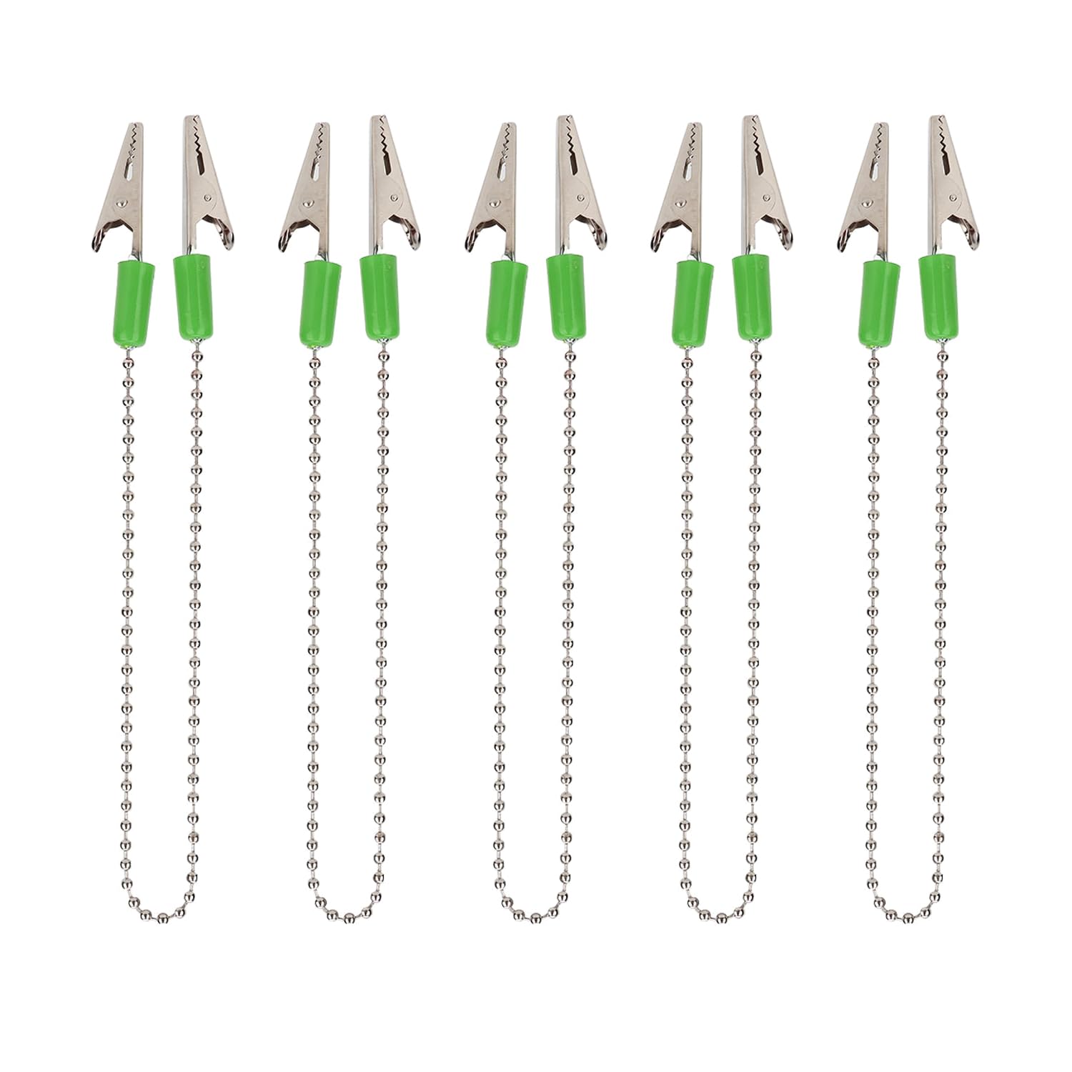 5 Pcs 40cm / 15.7in Dental Bib Clips - Flexible Steel Ball Chain Bib Clamps for Dentists, Dental Hygienists & Salons - Perfect for Holding Dental Bibs, Napkins & Protective Coverings During Procedures & Treatments (Green)