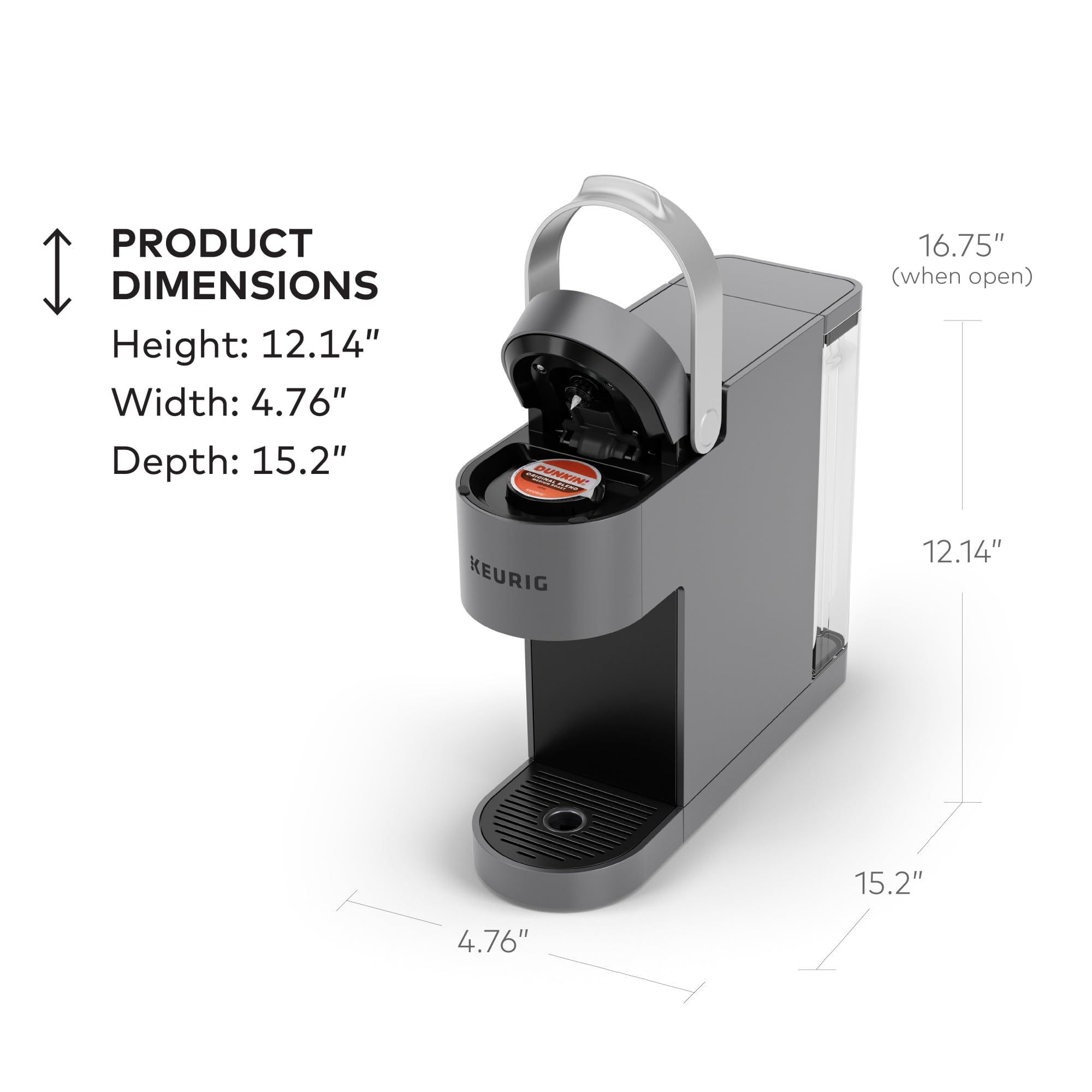 Keurig K-Slim + ICED Single Serve Coffee Maker - Brew Hot & Cold Coffee, 8-12oz Cup Sizes, 46oz Removable Water Tank, Compact Gray Design - Perfect for Home, Office, or Dorm Use