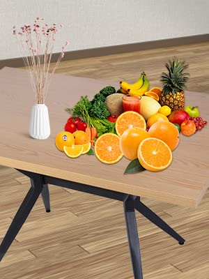 Modern Cross Metal Leg Wooden Dining Table - 48