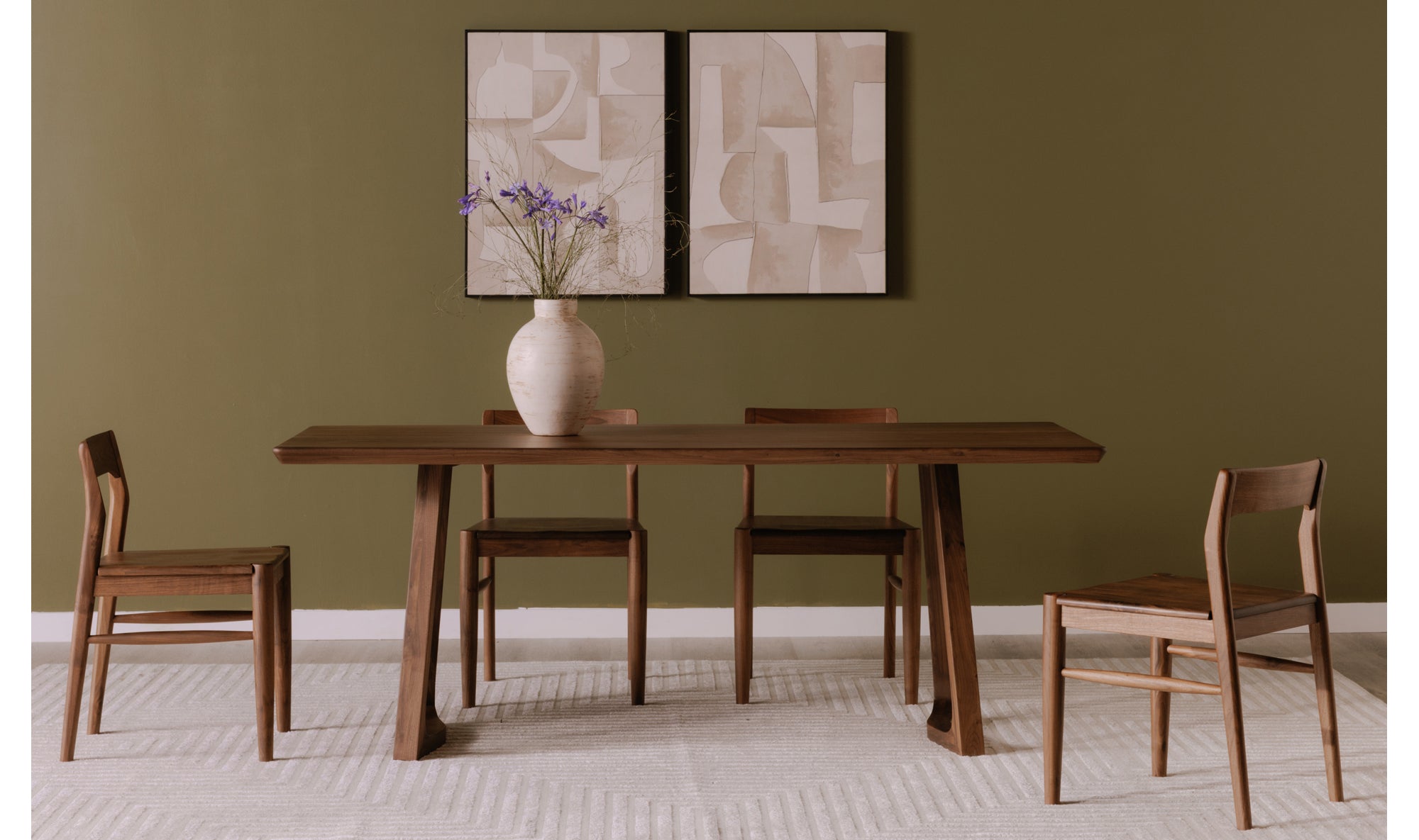 Premium Walnut Rectangular Dining Table by Silas – Elegant & Durable for Dining Room, Kitchen, or Office Conference Space