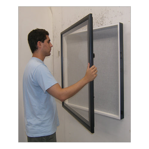 24x84 Inch Large SwingFrame Designer Wood Framed Cork Board Display Case - 2 Inch Deep for Office, Classroom, or Home Organization & Memo Display