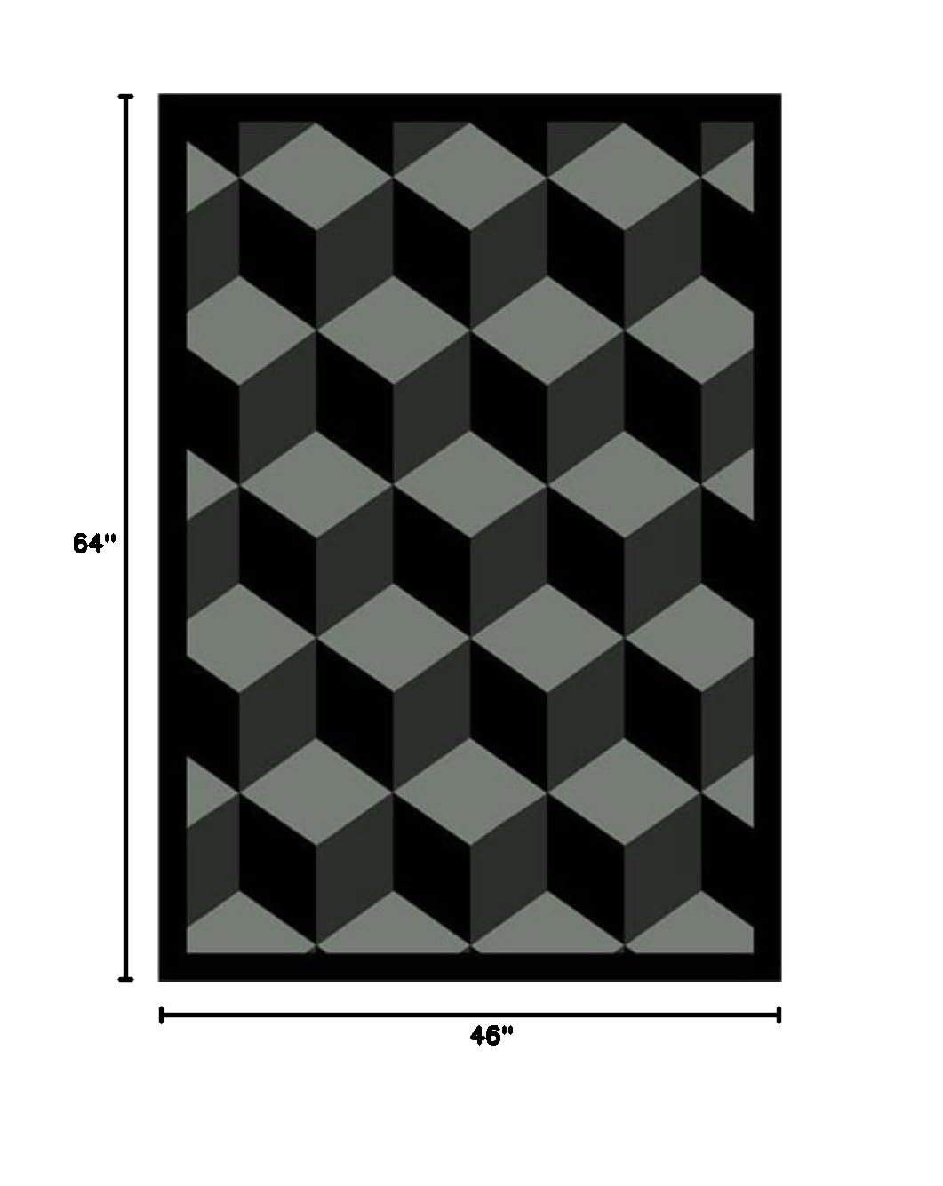 Joy Carpets Kaleidoscope Highrise Whimsical Area Rugs - Black Non-Slip Modern Rug for Living Room, Bedroom & Nursery Decor