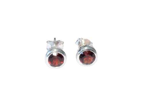 Garnet Stud Earrings for Women - Sterling Silver Gemstone Jewelry Gift Set - Perfect for Birthday, Anniversary & Everyday Wear