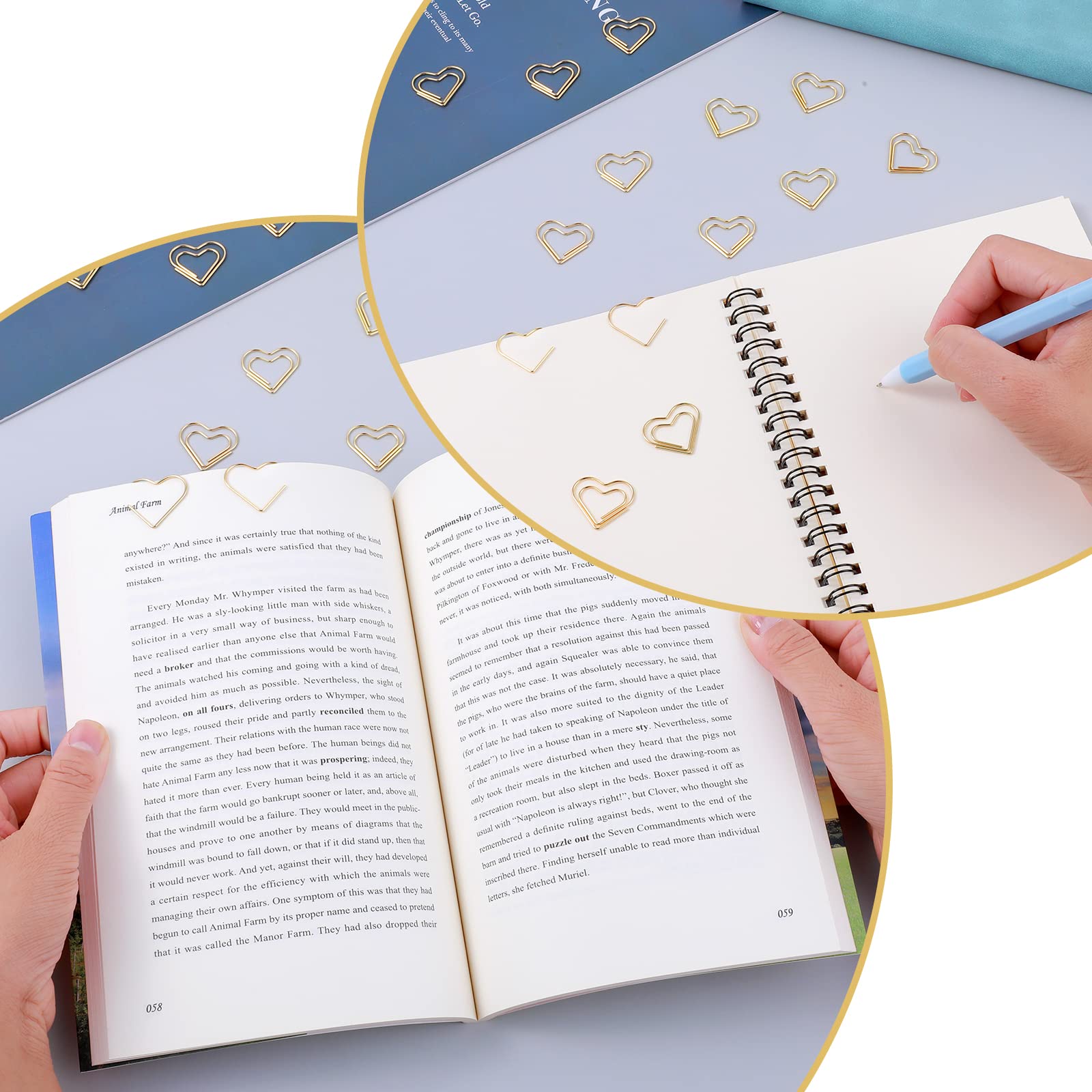 100Pcs Gold Heart Paper Clips - Cute Small Heart-Shaped Office Supplies for Kids, Women, Wedding Decorations & Scrapbooking - Perfect for Organizing Documents, Notes & Crafts