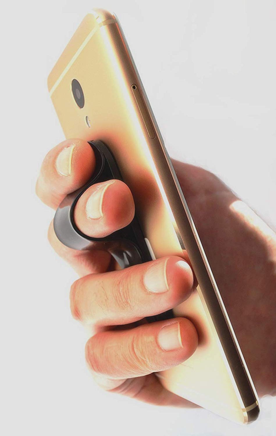 360° Rotating Phone Ring Holder with Kickstand - Universal Smartphone Grip for iPhone, Samsung & More - Perfect for Hands-Free Viewing, Selfies & Secure Grip (Black Strap)