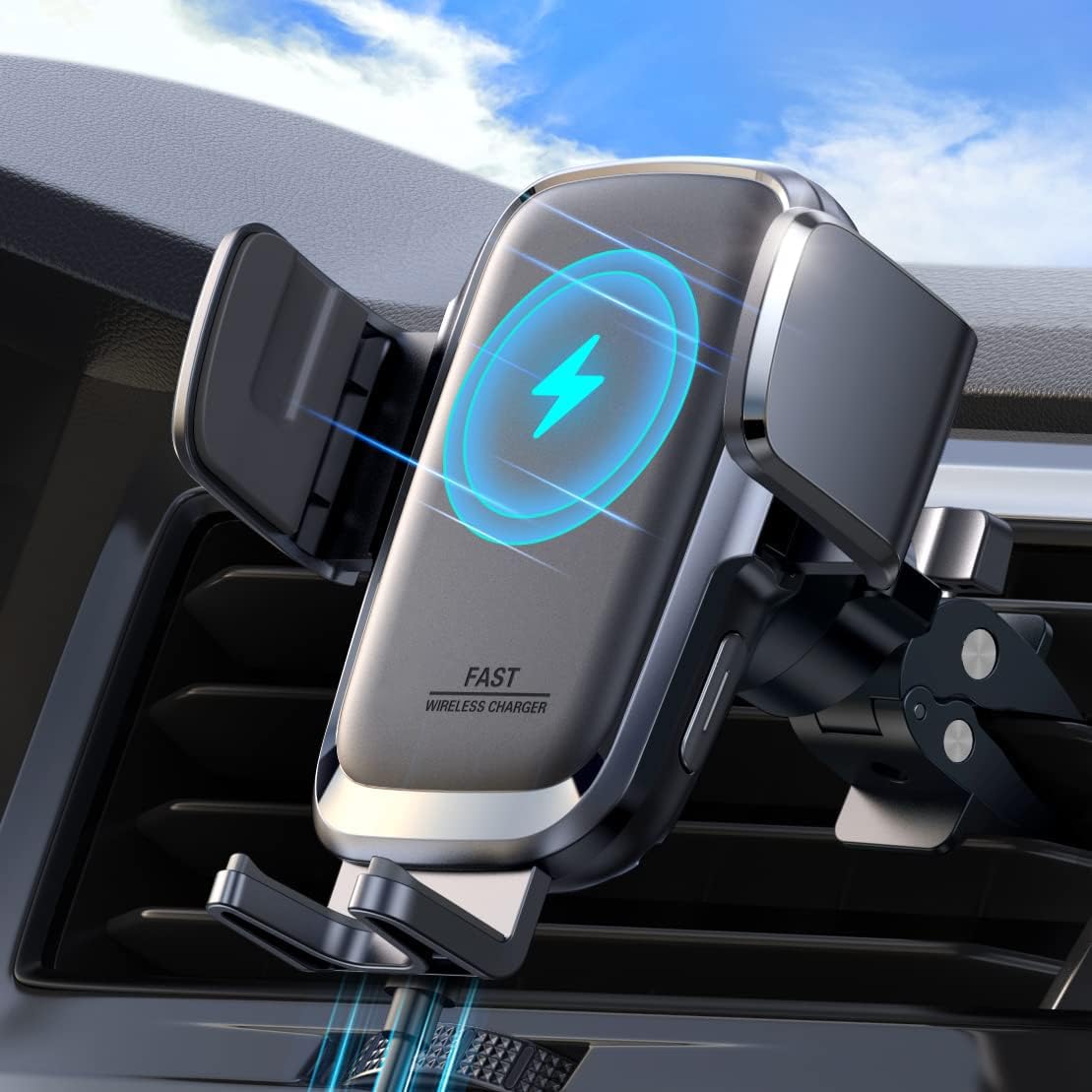 15W Qi Fast Wireless Car Charger - Auto Clamping Phone Holder Mount for iPhone 16/15/14/13 Pro Max/XS, Galaxy S24 Ultra, LG & Google Pixel | Secure Charging While Driving | Perfect for Commutes & Road Trips