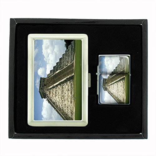 Premium Olmec D5 Metal Cigarette Case & Oil Lighter Gift Set - Elegant Smoking Accessories for Men & Women - Perfect for Travel, Parties, and Everyday Use