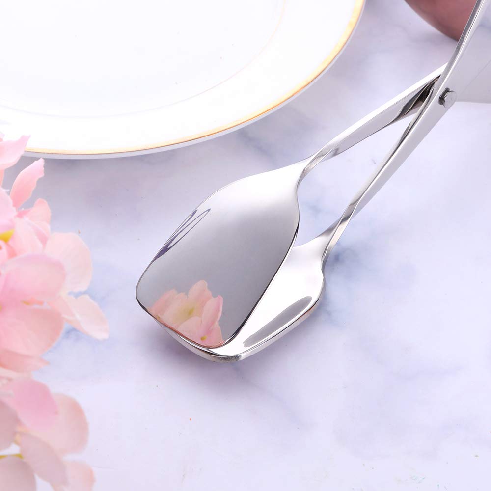 Premium Stainless Steel Bread Tongs - Kitchen BBQ Serving Tongs for Pasta, Meat, Appetizers, Pastries & Steak | Perfect for Grilling, Baking & Buffet Serving