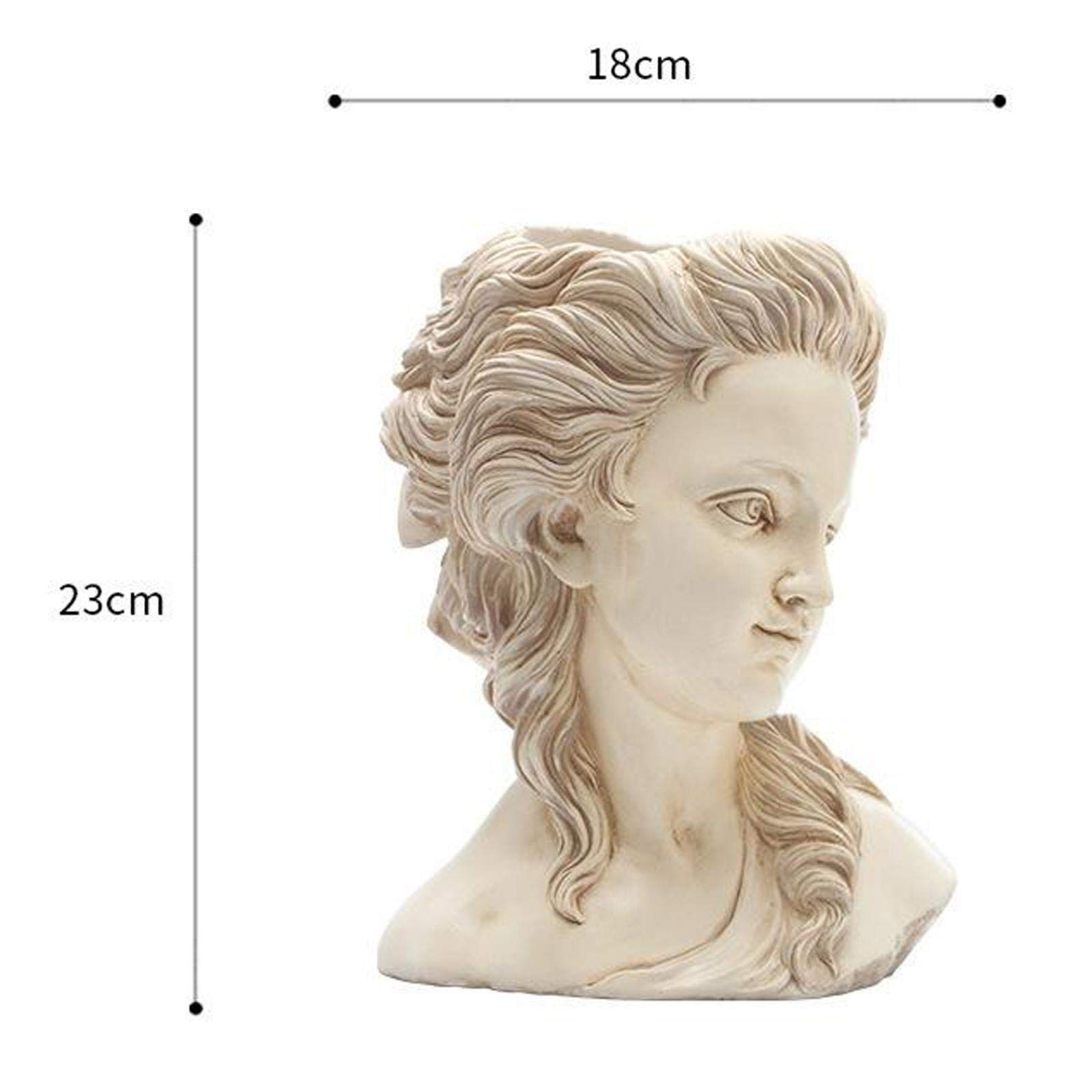Greek Goddess Resin Flower Pot for Succulents - White, 7.1x9.1 Inches, Elegant Home Decor for Indoor Plants, Office Desk & Garden Decorations