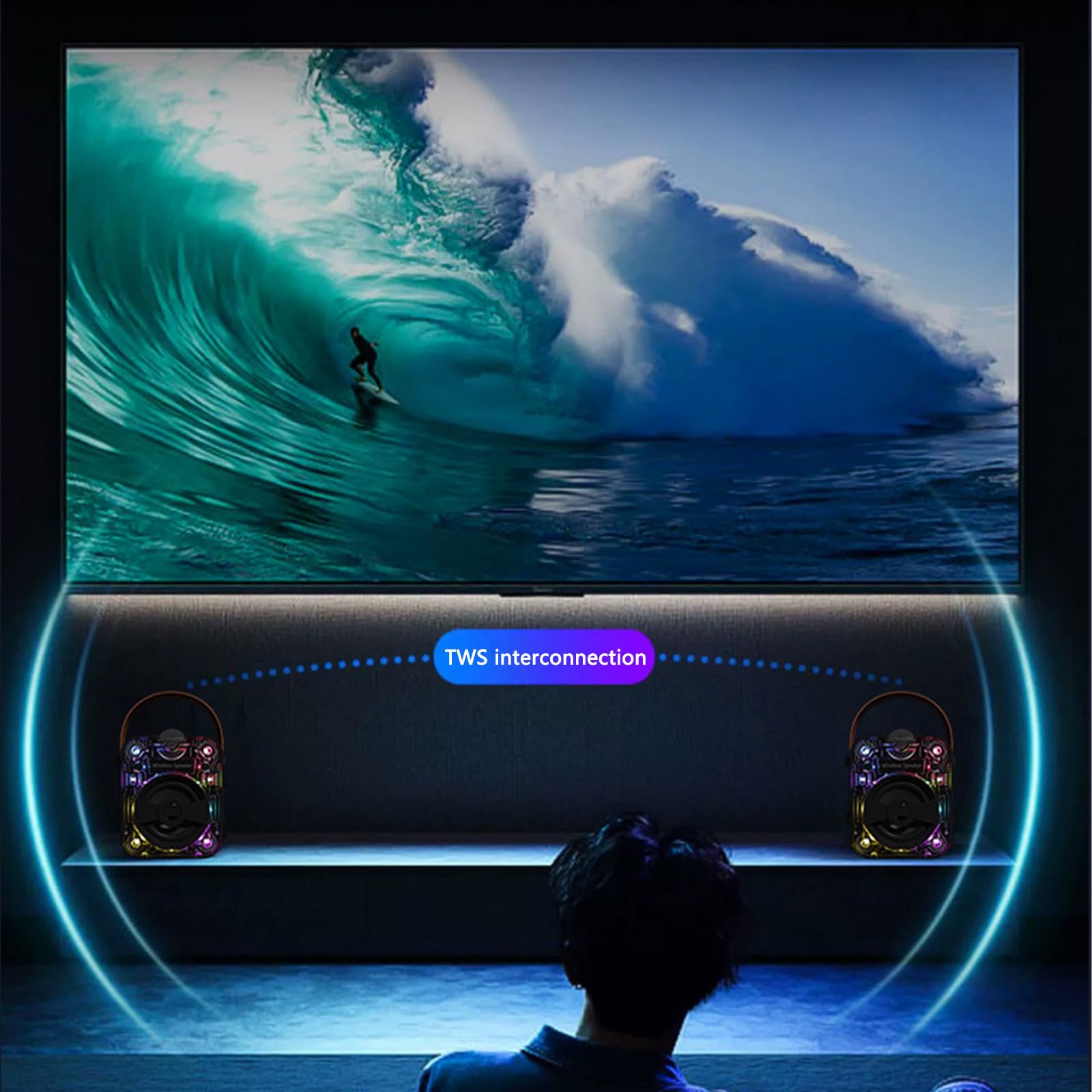 Cyberpunk Wireless Bluetooth Speaker - Portable Stereo with Deep Bass, Handheld Design for Indoor & Outdoor Use | Perfect for Parties, Travel, and Home Entertainment (Black)