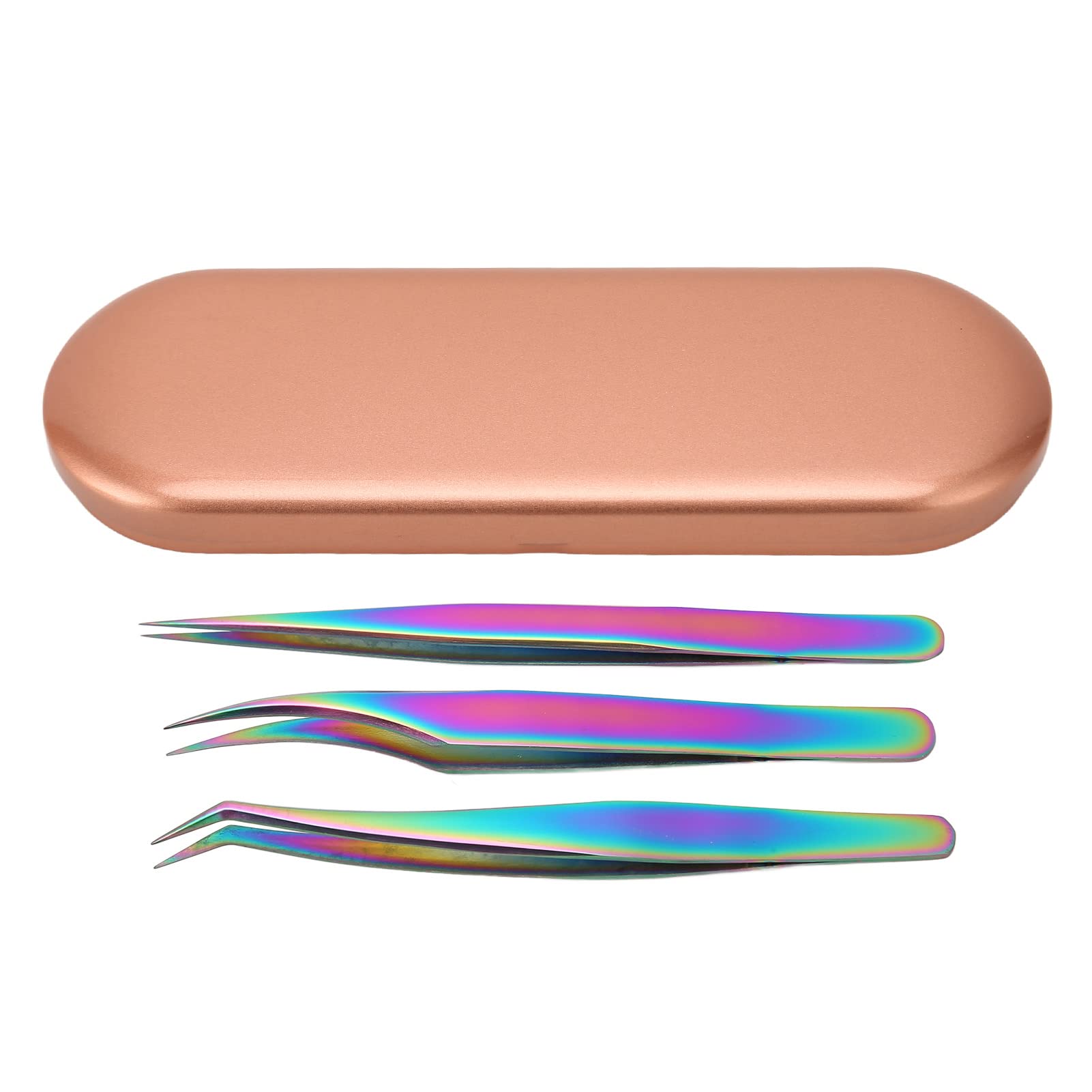 3PCS Professional Eyelash Extension Tweezers Set - Stainless Steel Lash Volume Tools with Storage Box | Perfect for Salon, Home Use & DIY Eyelash Extensions