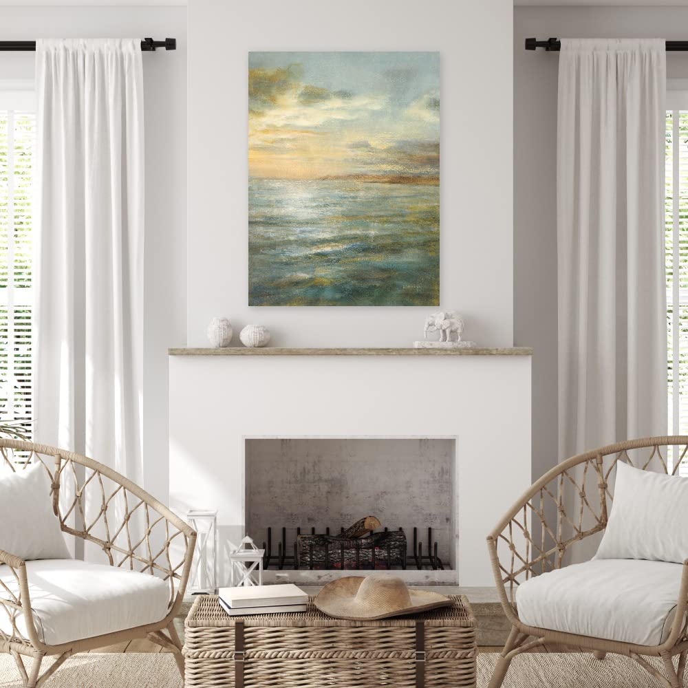 Serene Sea III by Danhui Nai - Stretched Canvas Wall Art Print for Home & Office Decor (24x32 Inches) - Ready to Hang Ocean Painting for Living Room, Bedroom, Bathroom, Kitchen, Dining Area & Bar