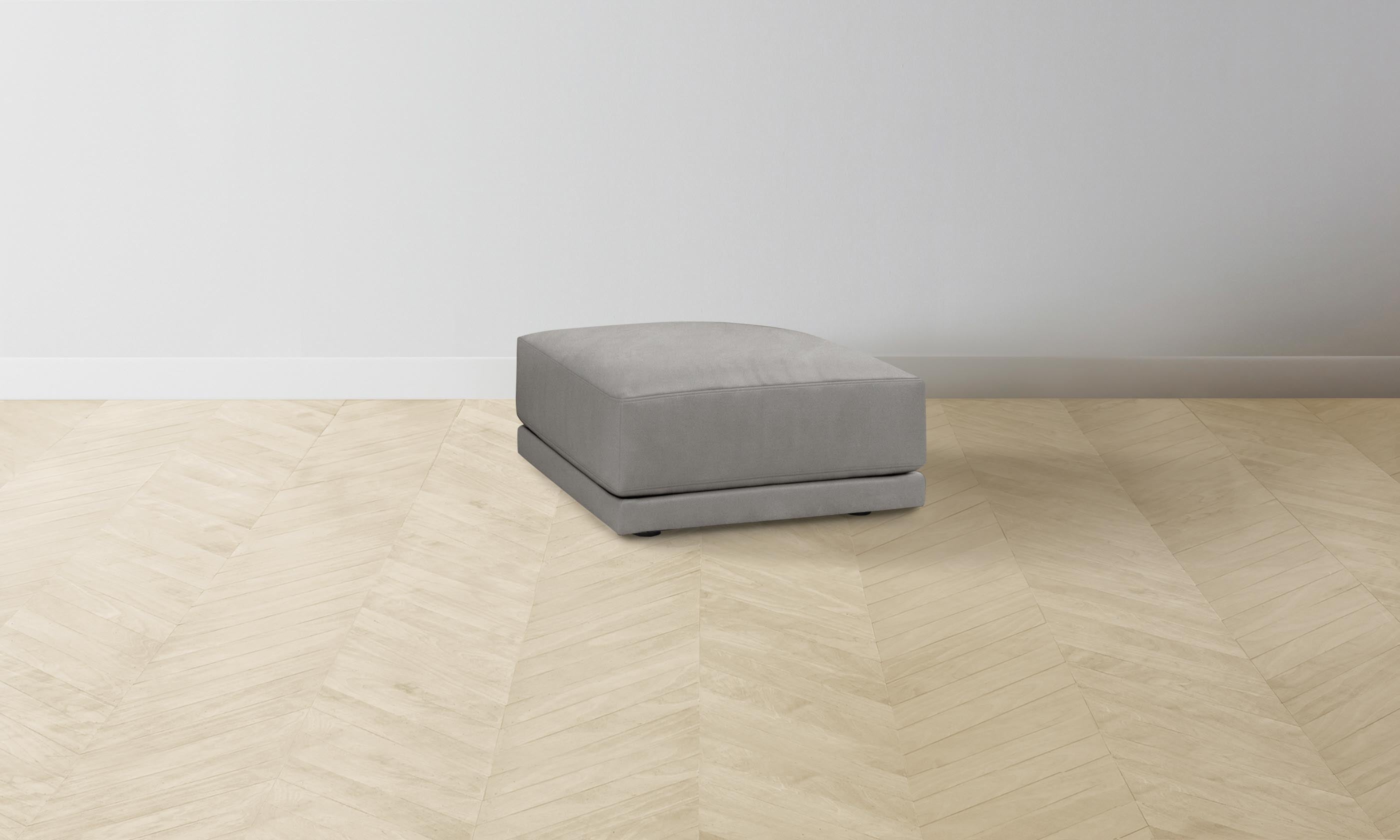 Premium Nubuck Leather Ottoman - The Jones Ottoman in Asphalt Gray - Perfect for Living Room, Bedroom & Office Seating