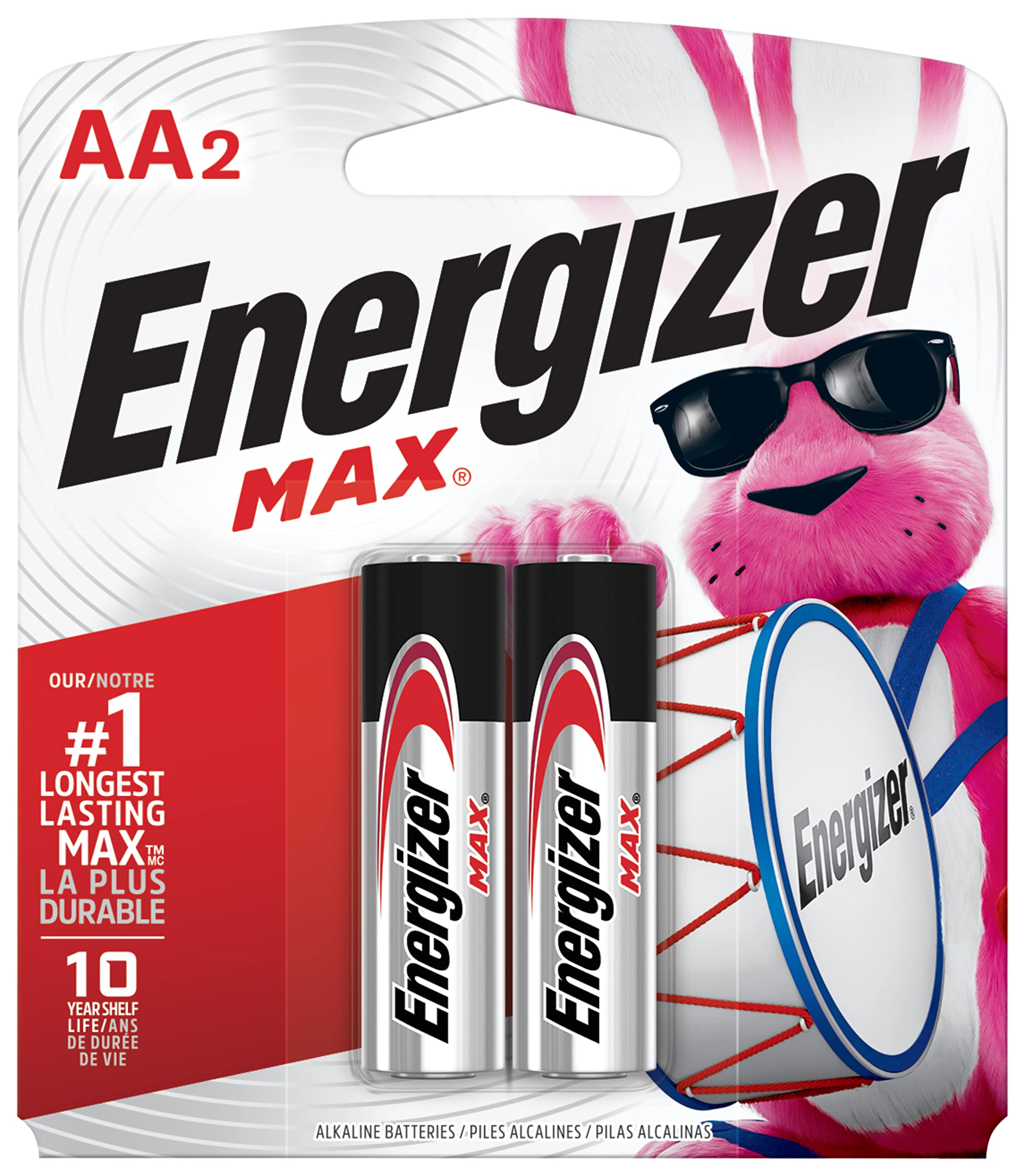Energizer MAX AA Alkaline Batteries (2-Pack) - Long-Lasting Power for Toys, Flashlights, Remote Controls & More