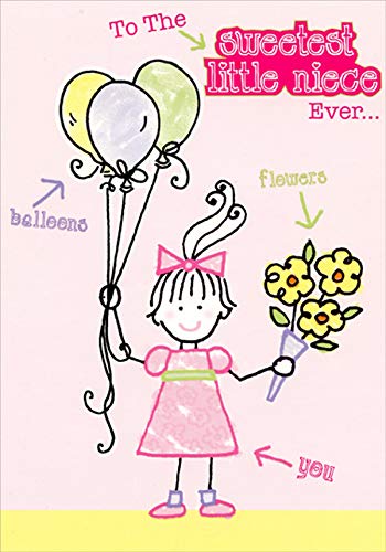 Sweetest Little Niece Birthday Card - Cute Stick Figure Greeting Card for Kids | Perfect for Niece's Birthday, Special Occasions & Family Celebrations