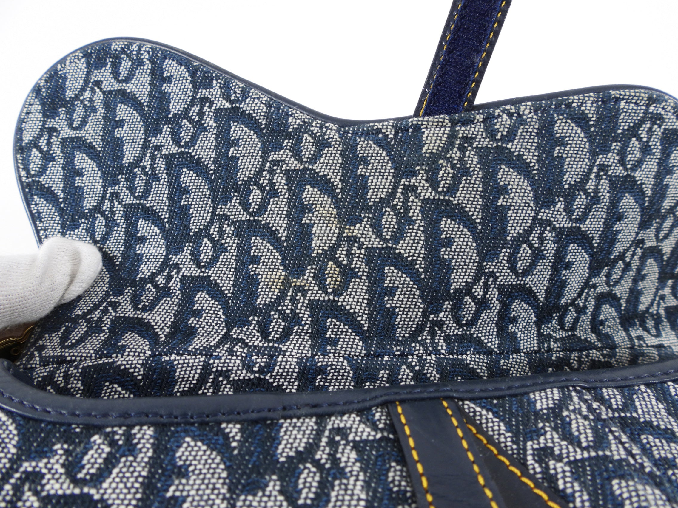 Vintage Christian Dior Saddle Bag in Blue Oblique with Gold Hardware - Perfect for Everyday Use, Parties & Fashion Events