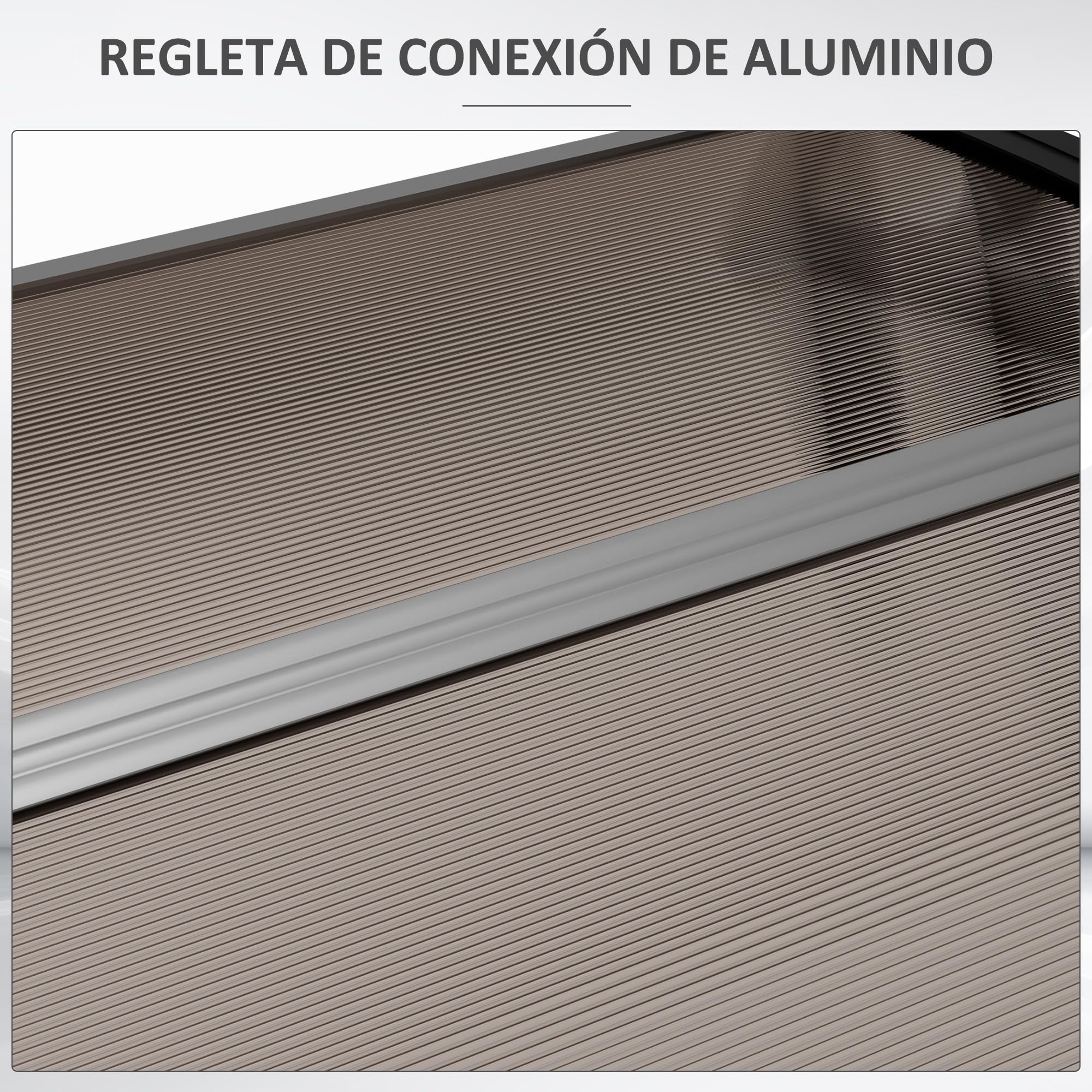 Outsunny 200x96cm Brown Polycarbonate Door & Window Canopy - UV & Rain Protection for Patio, Porch, Deck (Outdoor Sun Shade Shelter)