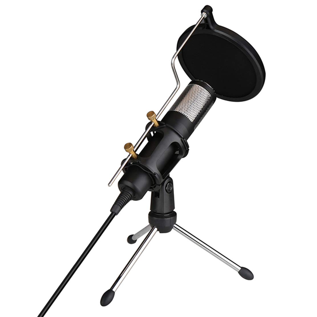 AKT Live Show Condenser Microphone - Professional Studio Recording Mic with Mini Stand for Laptop, PC, Tablet - Perfect for Podcasting, Streaming & Voice Overs