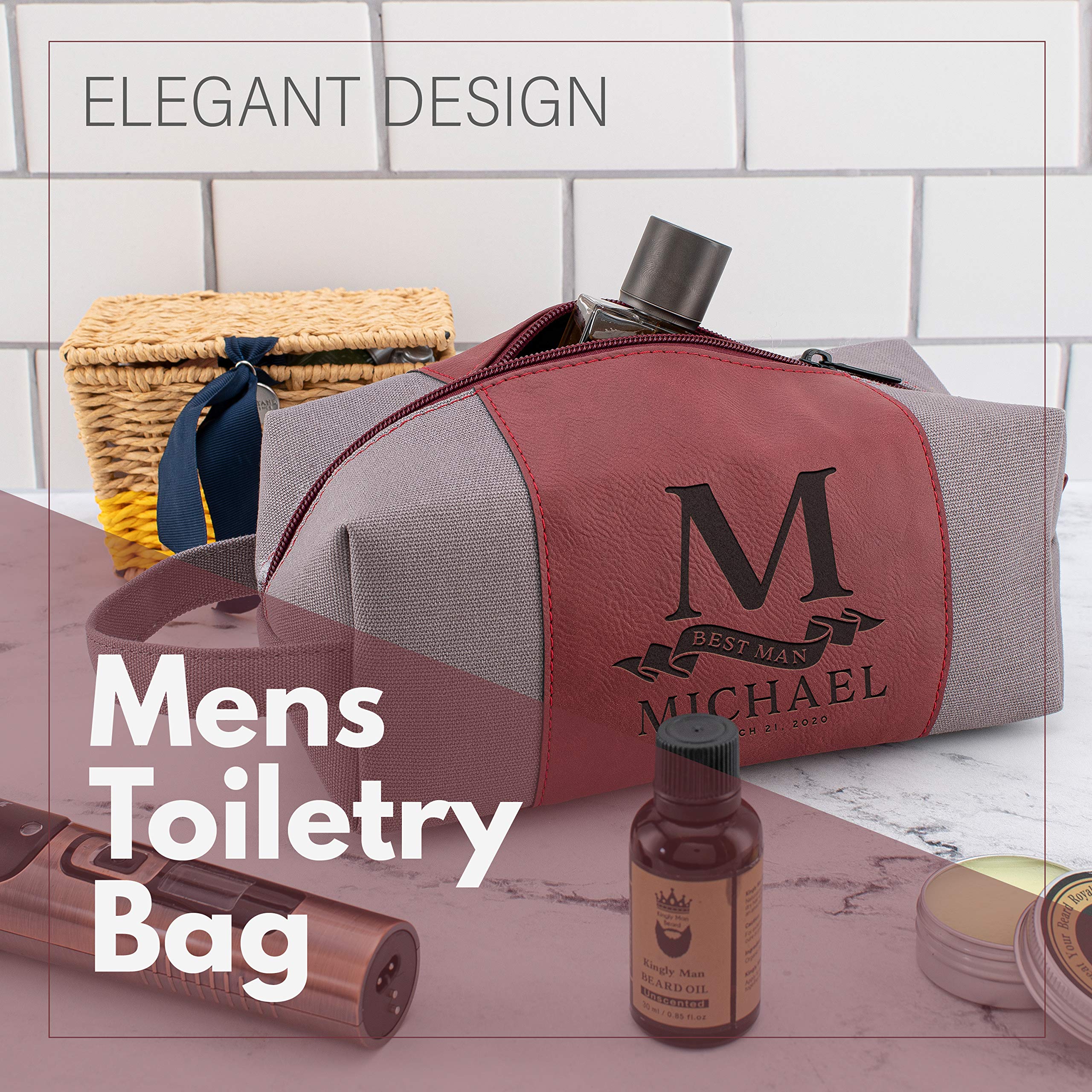 Personalized Groomsmen Gifts - Custom Engraved Men's Toiletry Bag for Wedding Party, Best Man & Bridesmaid - Perfect Bachelor Party, Honeymoon & Travel Essentials