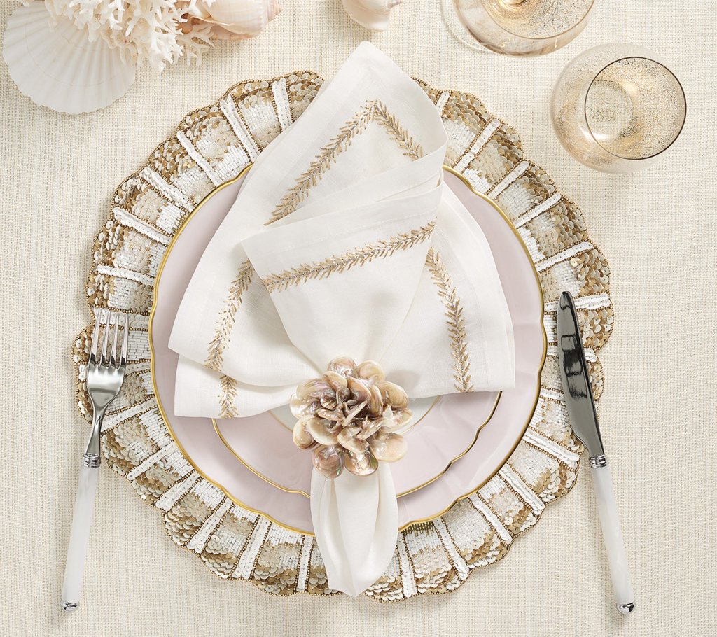 Champagne & Gold Nautilus Placemat Set of 2 - Elegant Table Decor for Dining, Parties & Home Decor