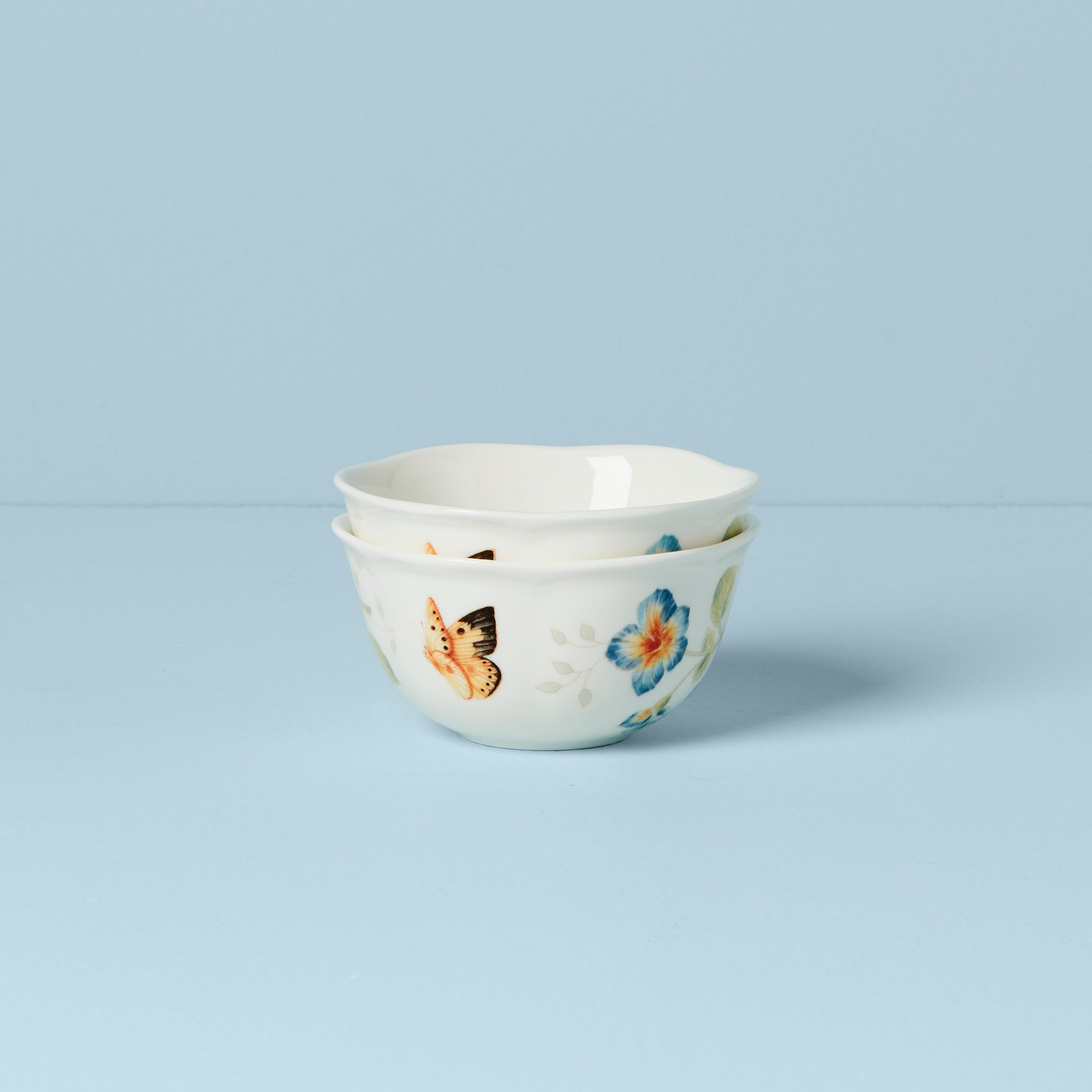 Butterfly Meadow 2-Piece Dessert Bowl Set - Elegant Porcelain Serving Bowls for Ice Cream, Pudding & Fruit - Perfect for Parties, Tea Time & Romantic Dinners