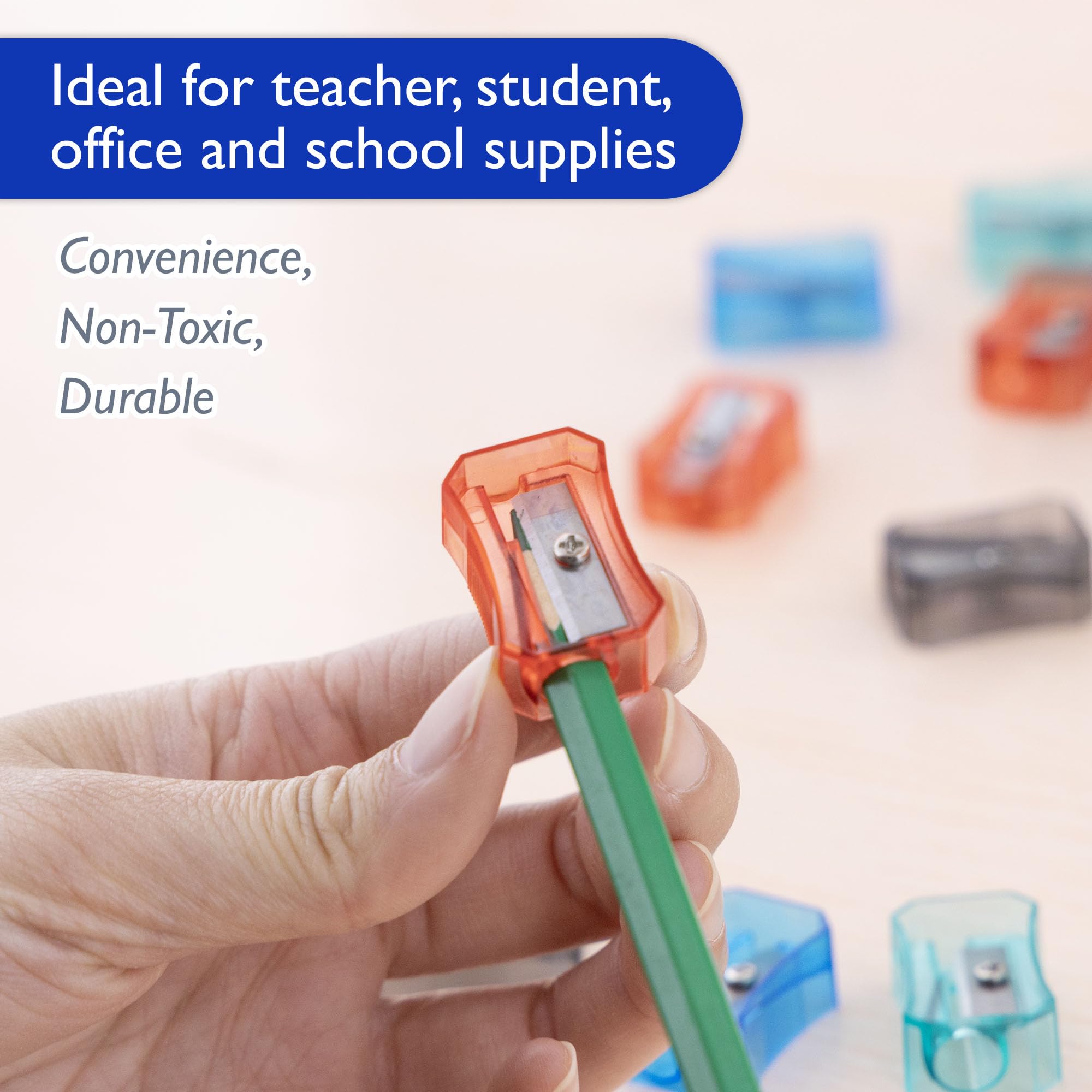 BAZIC Single Hole Pencil Sharpener for Standard Pencils & Crayons - 12 Pack Square Blade Sharpeners for School, Office & Art Supplies | Perfect for Classroom, Homework & Drawing Activities