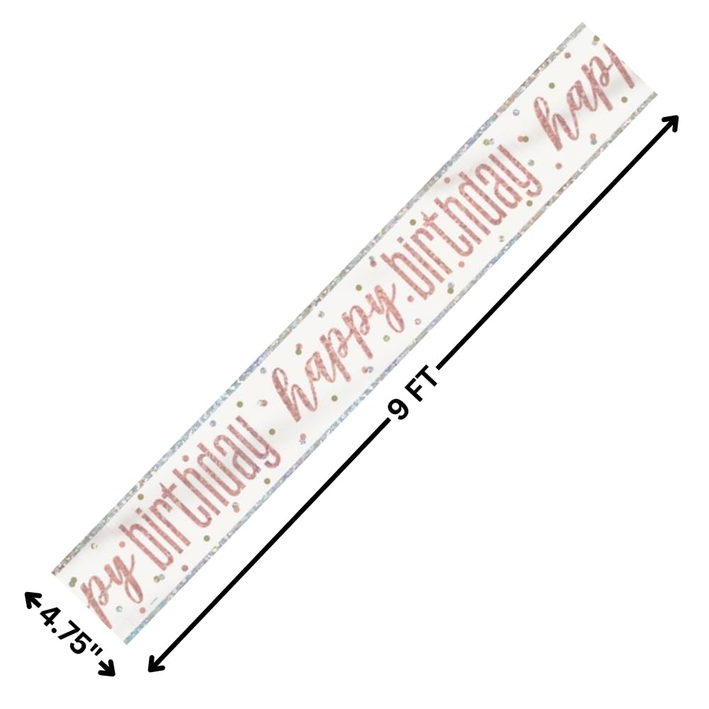 Rose Gold Happy Birthday Glitz Foil Banner - Elegant Party Decor for Birthdays, Anniversaries & Celebrations - Perfect for Wall Decor, Photo Backdrops & Special Events