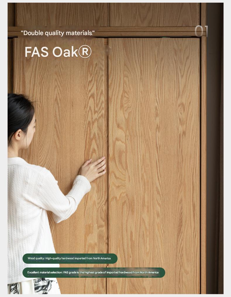 Solid Oak Wood Modern Wardrobe with Ample Storage - Perfect for Bedroom, Living Room, and Office Organization
