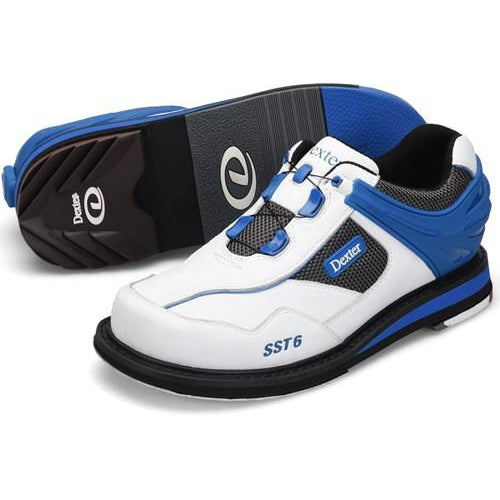 Dexter Men's SST 6 Hybrid BOA Right Hand Bowling Shoes - White & Blue - Perfect for League Play & Tournament Bowling