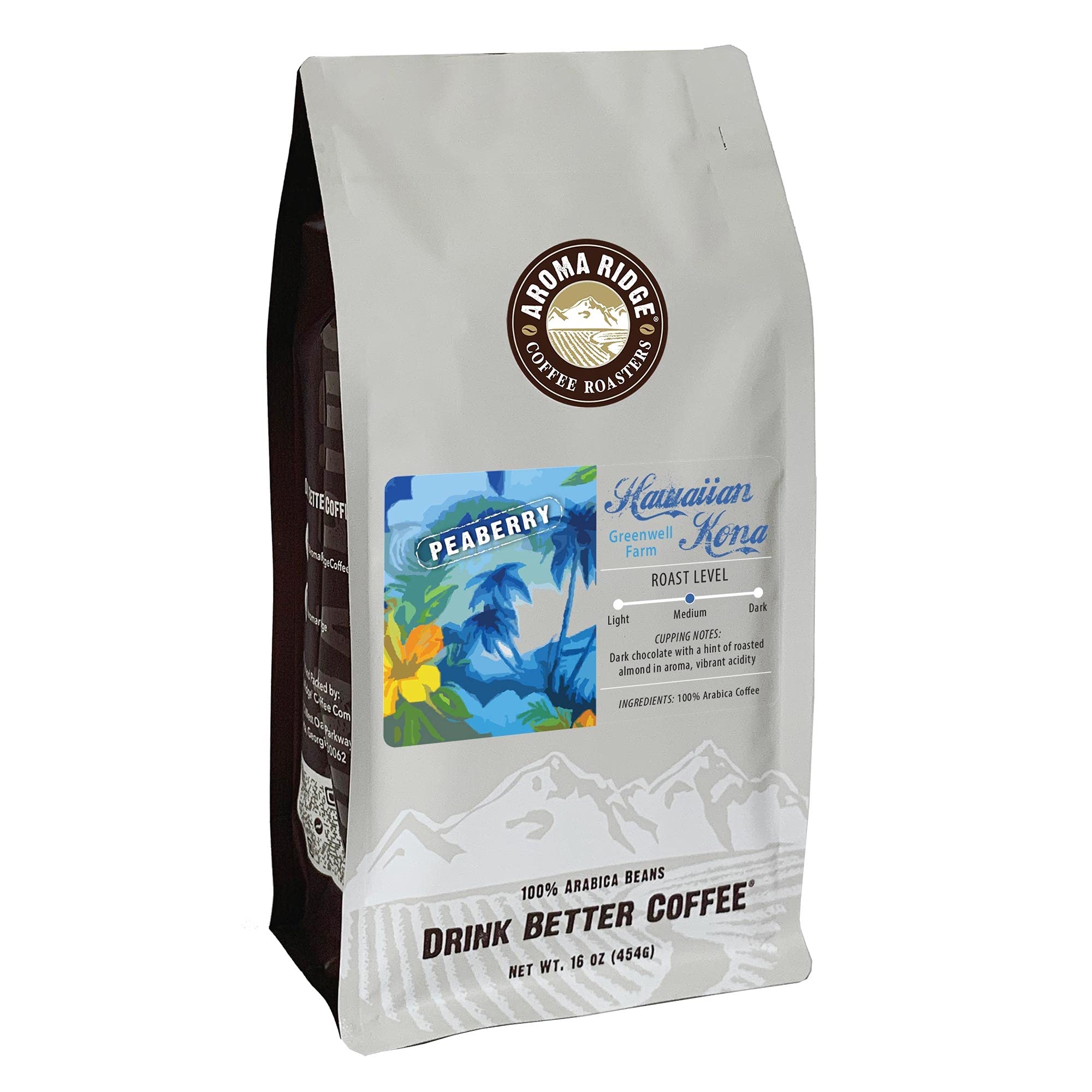 Premium Hawaiian Kona Peaberry Coffee Beans by Greenwell Farms - 16oz Freshly Roasted Whole Bean Coffee for Brewing, Gifts & Special Occasions
