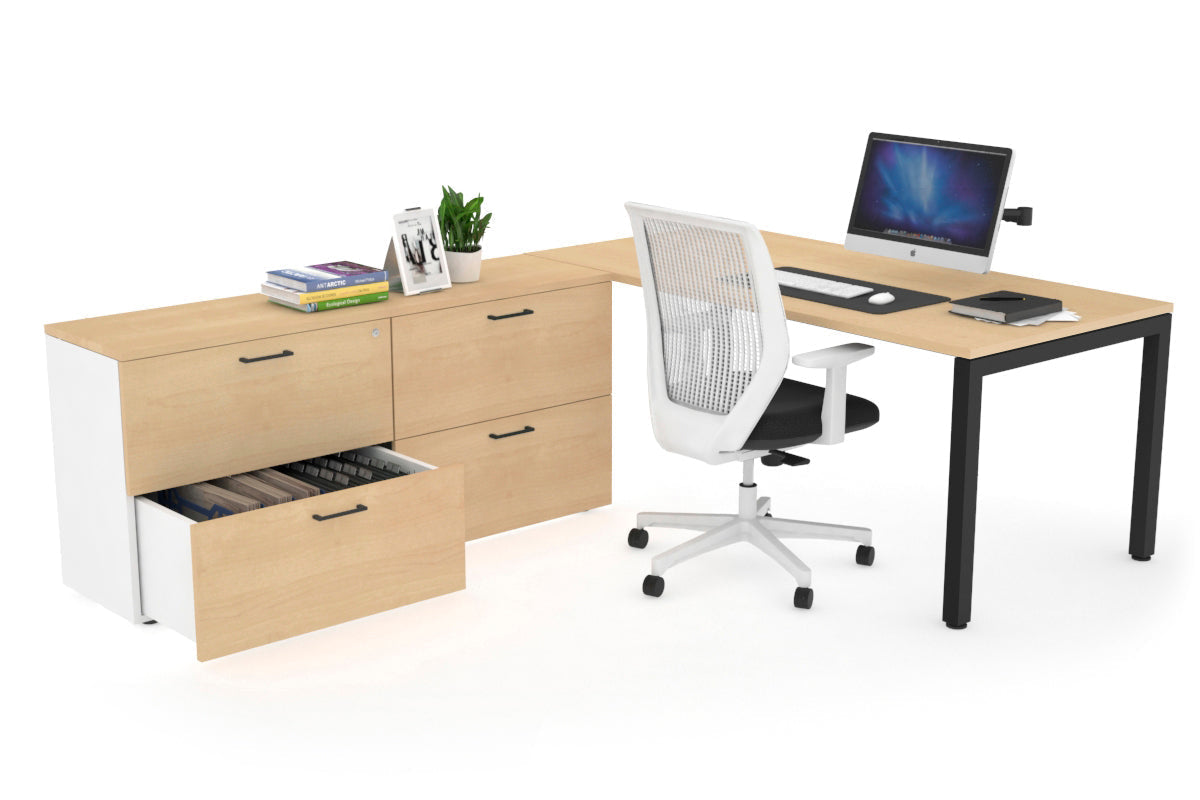 Quadro Square Executive Black Frame Office Desk [1800L x 700W] - Modern Workspace Solution for Home & Business Offices