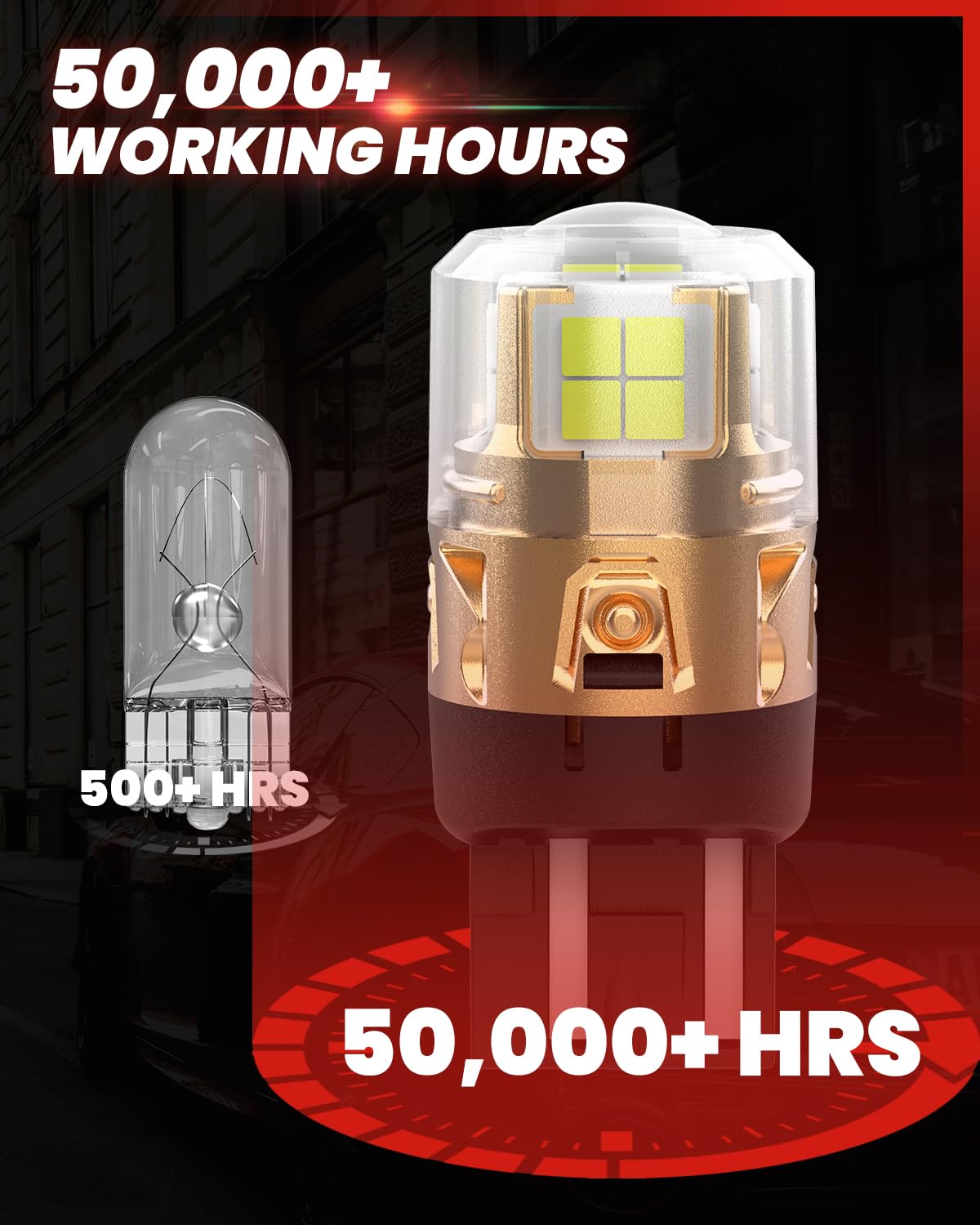 LASFIT L2 7440 7443 LED Bulbs Reverse Lights - 2024 Upgraded Super Bright T20 7441 7444 W21W LED Lamps with Projector Lens, 6000K White (2pcs) - Perfect for Backup, Tail, Brake, Parking & DRL Lights - Enhance Visibility & Safety for Cars, Trucks, SUVs & Vans