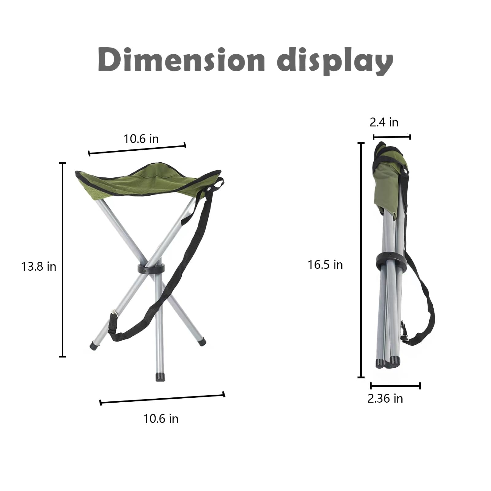 Portable Folding Camping Stool - 16.5 Inch Lightweight Tripod Seat for Outdoor Activities | Perfect for Camping, Hiking, Fishing, Hunting, Beach, Picnic, BBQ & Garden Use (Green)