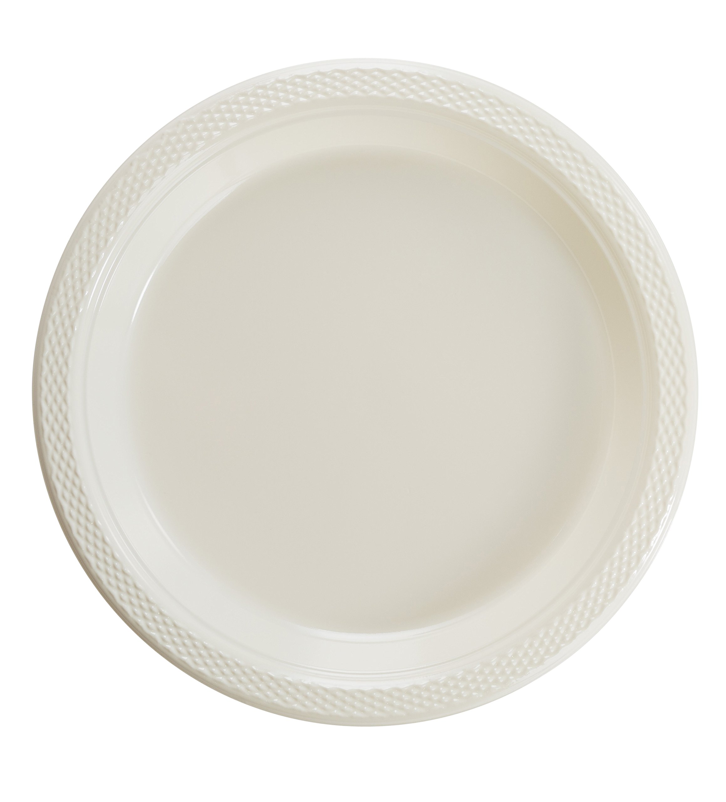10-Pack 9-Inch Ivory Plastic Plates - Durable & Elegant Dinnerware for Parties, Picnics, and Everyday Use
