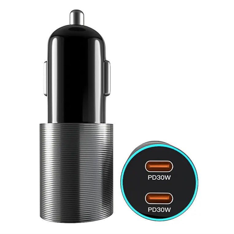 30W Dual USB C Car Charger - Fast Charging for iPhone, Android, Samsung - Perfect for Road Trips & Commuting