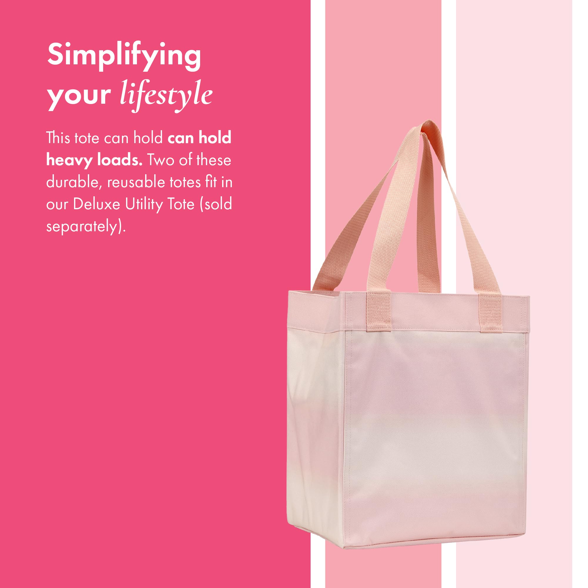 THIRTY-ONE Gifts Essential Storage Tote Bag - Large Reusable Grocery Shopping Bag with Durable Handles for Travel, Beach, Work & Home Organization | Perfect for Groceries, Gym, Picnics & Daily Errands