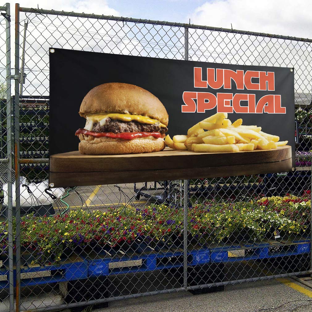 Custom Vinyl Banner 48x96 Inches - Weatherproof Outdoor Advertising Sign with 8 Grommets for Restaurants, Food Specials & Yard Sales - Durable Industrial Quality for Business Promotion & Event Signage