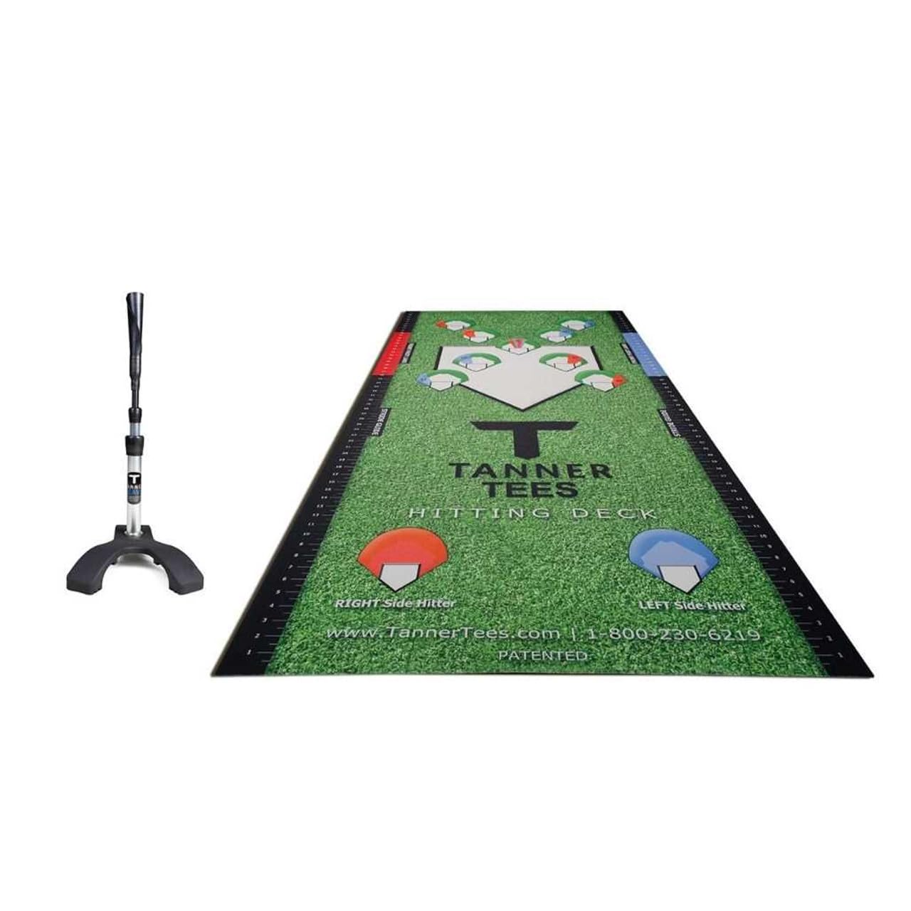 Premium TANNER Tees Heavy Batting Tee with Hitting Deck Mat Bundle - Adult Baseball & Softball Training Equipment for Ages 9+ | Perfect for Beginners, Advanced Players & Coaches | Backyard Practice, Batting Cage Drills & Team Training Sessions